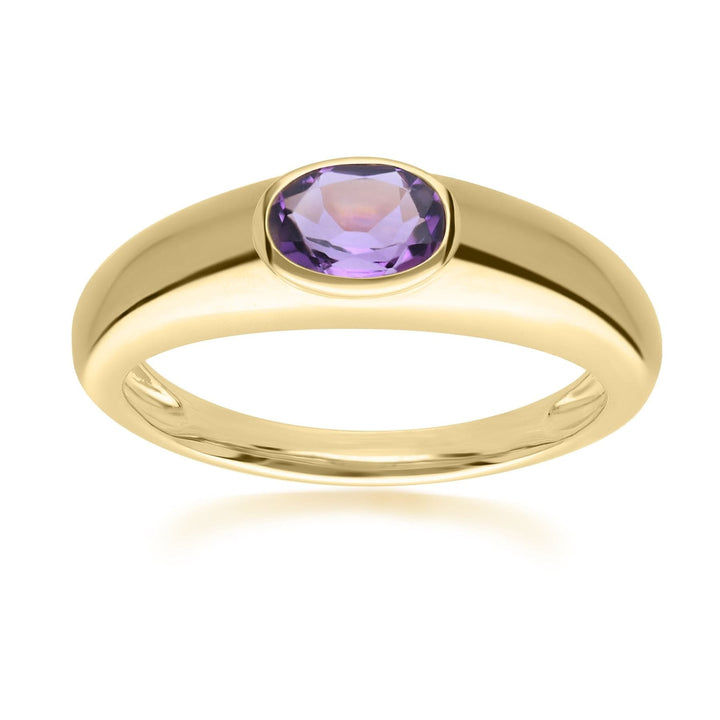 270R065103925 Modern Classic Oval Amethyst Ring in 18ct Gold Plated Silver 1