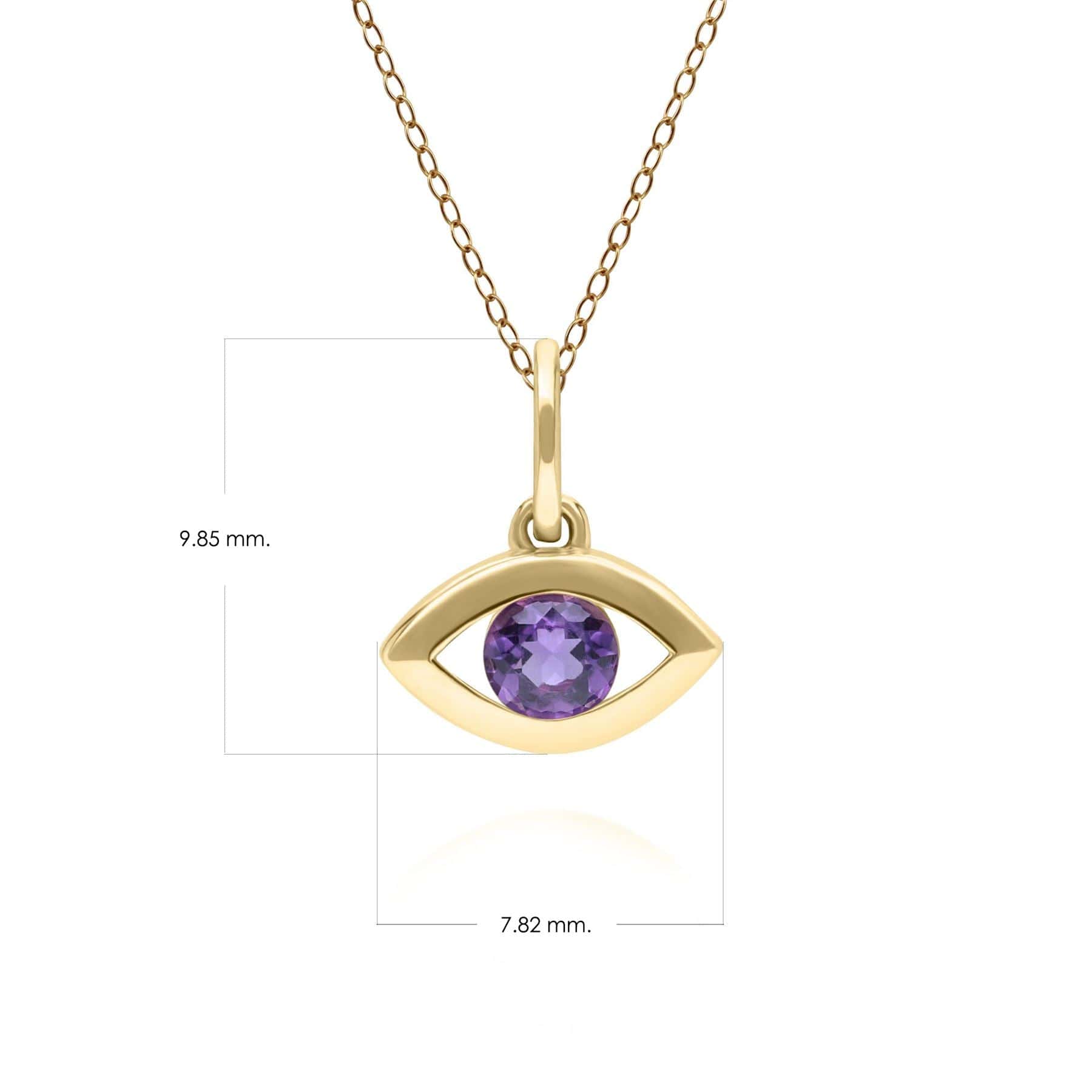 135P2102029 ECFEW™ Dainty Evil Eye Amethyst Pendant in 9ct Yellow Gold Dimensions