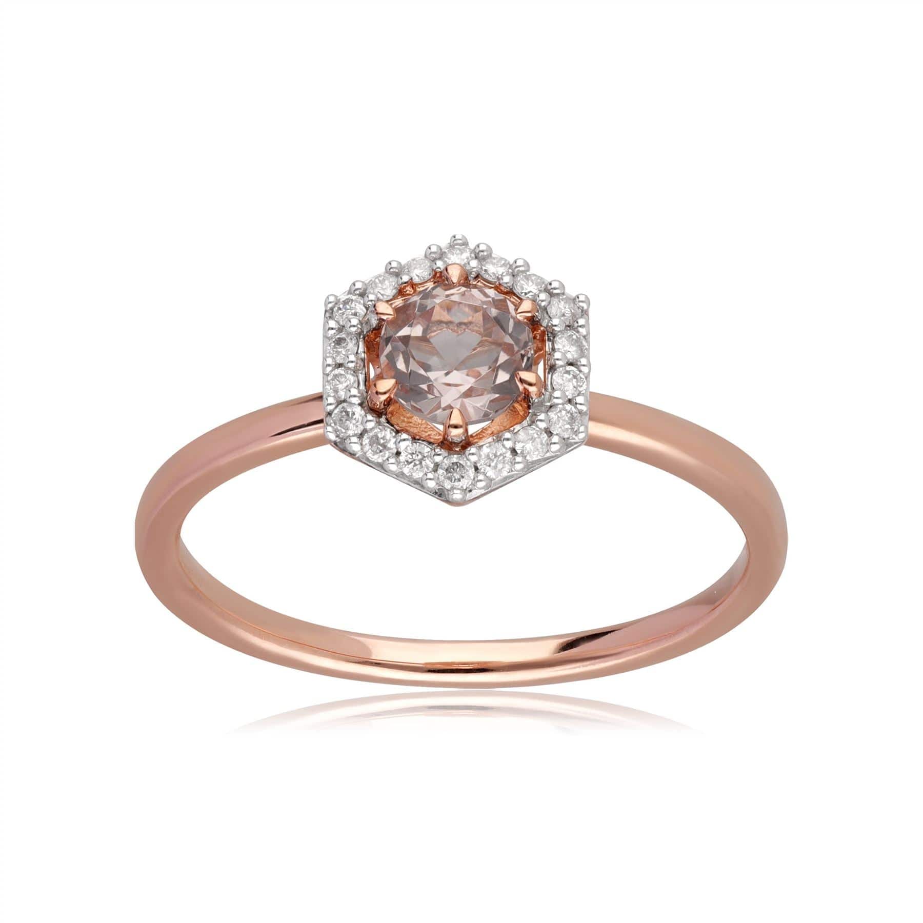 133R9547019 9ct Rose Gold 0.378ct Morganite & Diamond Halo Engagement Ring 3