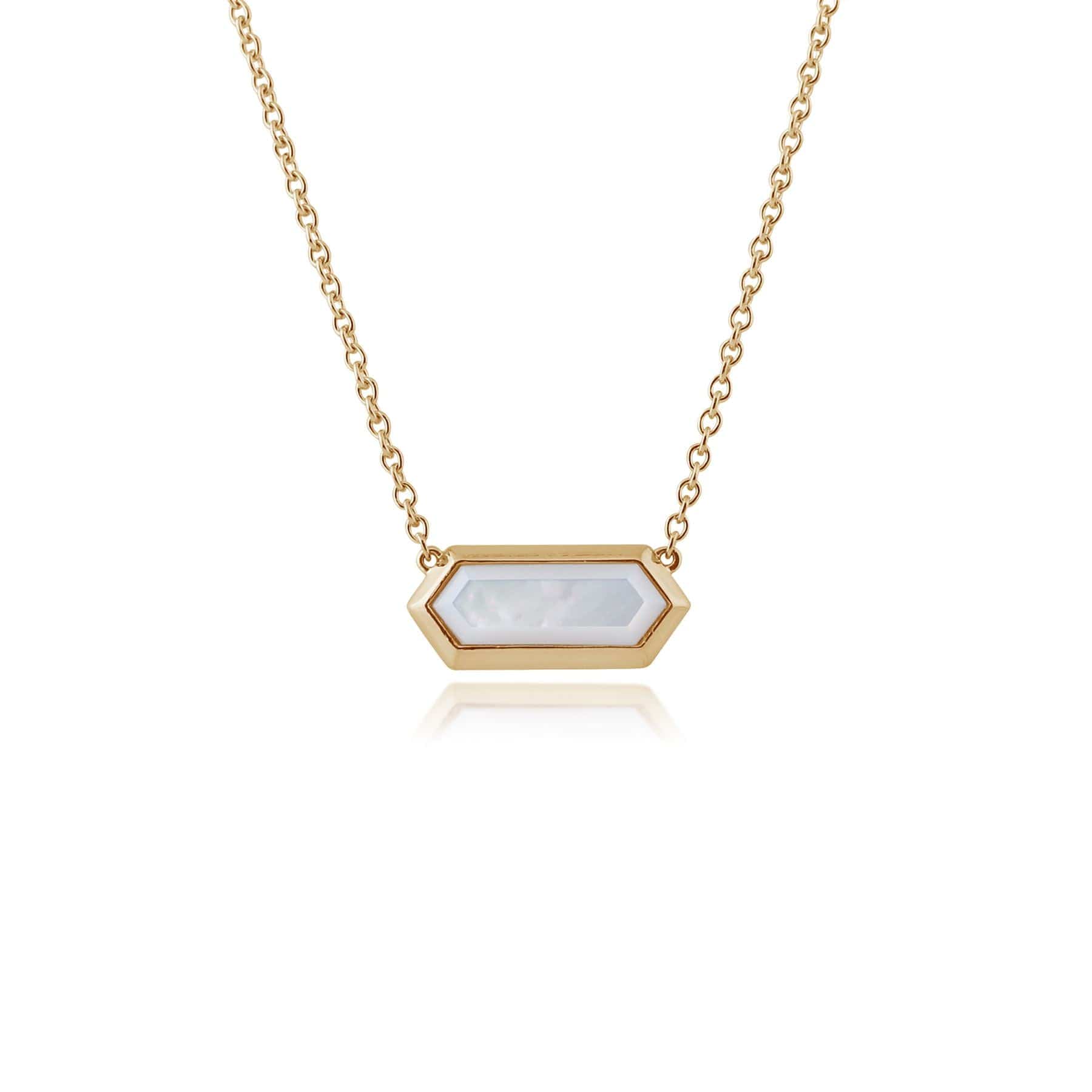 Gold Plated Silver Mother of Pearl Hexagonal Prism Necklace