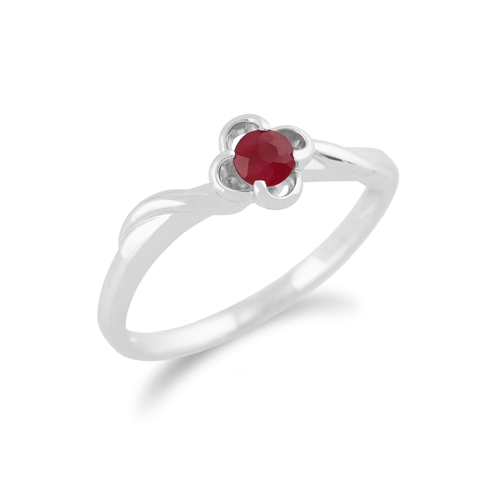 Gemondo 9ct White Gold 0.27ct Ruby Floral Ring - Gemondo