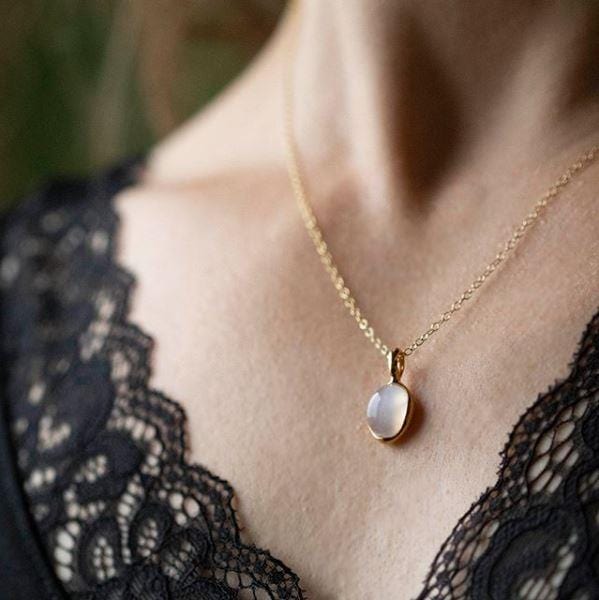 Irregular B Gem Moonstone Pendant in Gold Plated Sterling Silver
