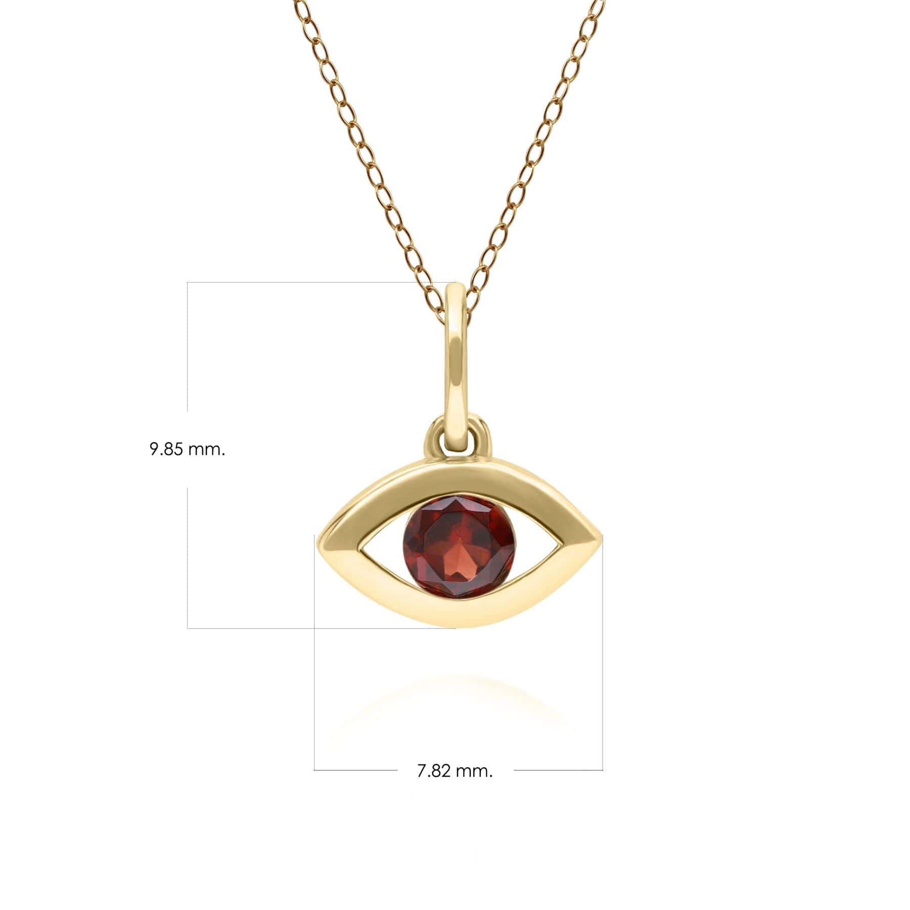 ECFEW™ Dainty Evil Eye Garnet Pendant in 9ct Yellow Gold - Gemondo