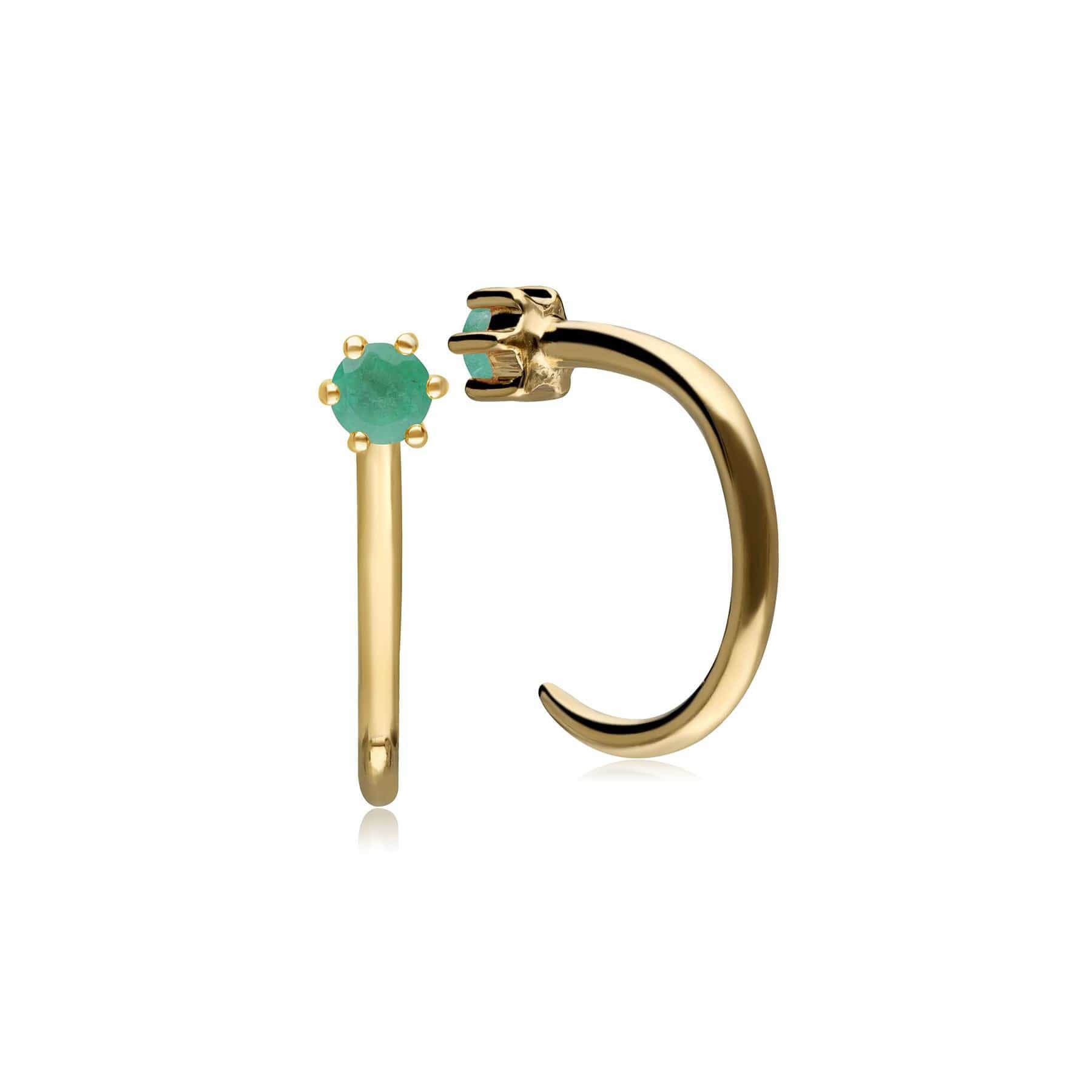 Emerald Pull Through Hoop Earrings in 9ct Yellow Gold Back