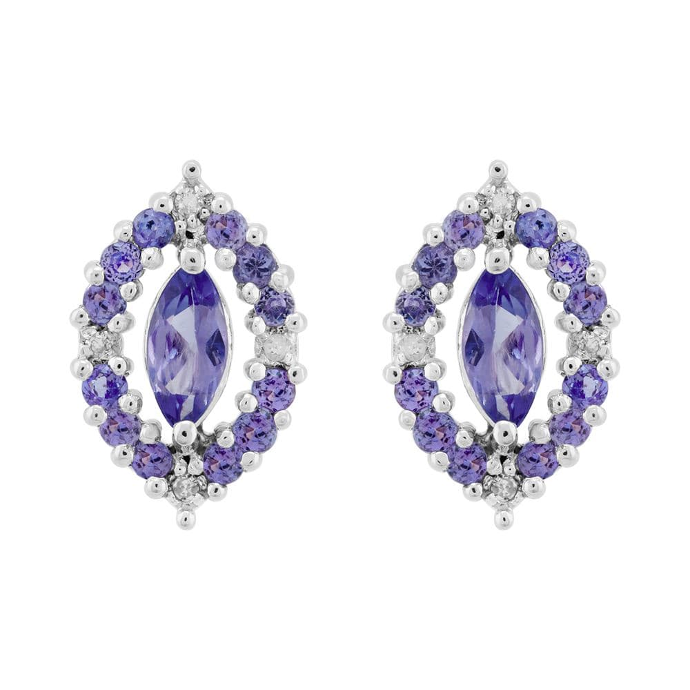 253E162001925 Sterling Silver 0.79ct Natural Tanzanite & 3.2pt Diamond Cluster Stud Earrings 1