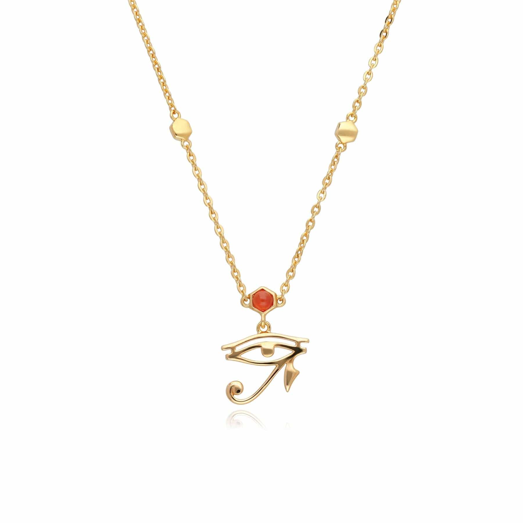 ECFEW™ Carnelian Eye of Ra Necklace In 9ct Yellow Gold - Gemondo