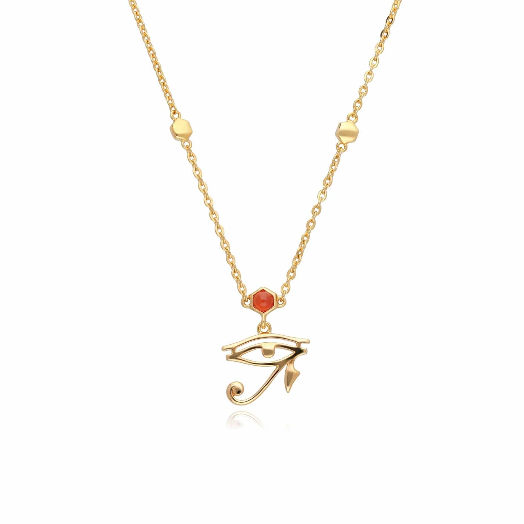 133N1035019 ECFEW™ Carnelian Eye of Ra Necklace In 9ct Yellow Gold 1