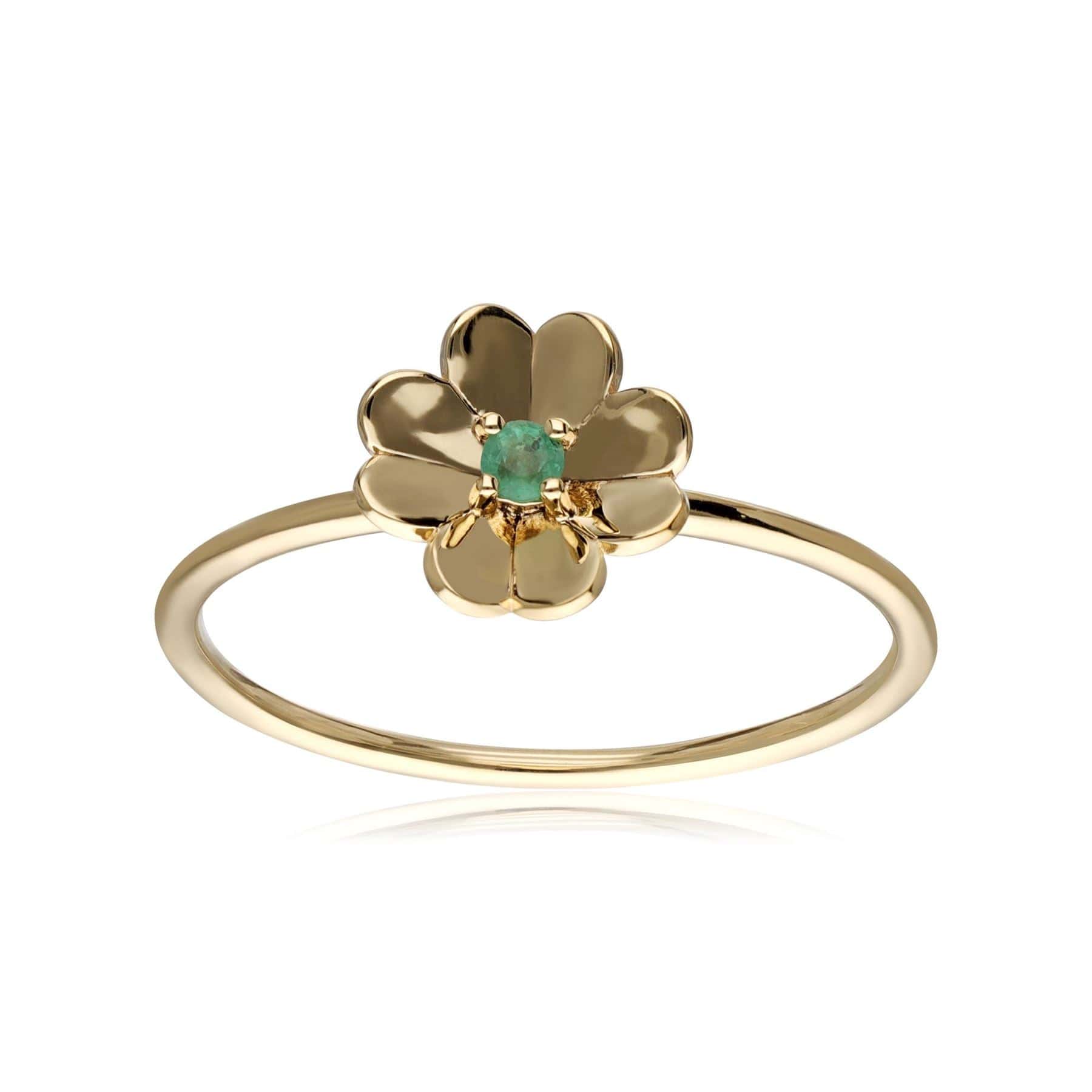 132R8299019 Gardenia Emerald Clover Ring In 9ct Yellow Gold 3