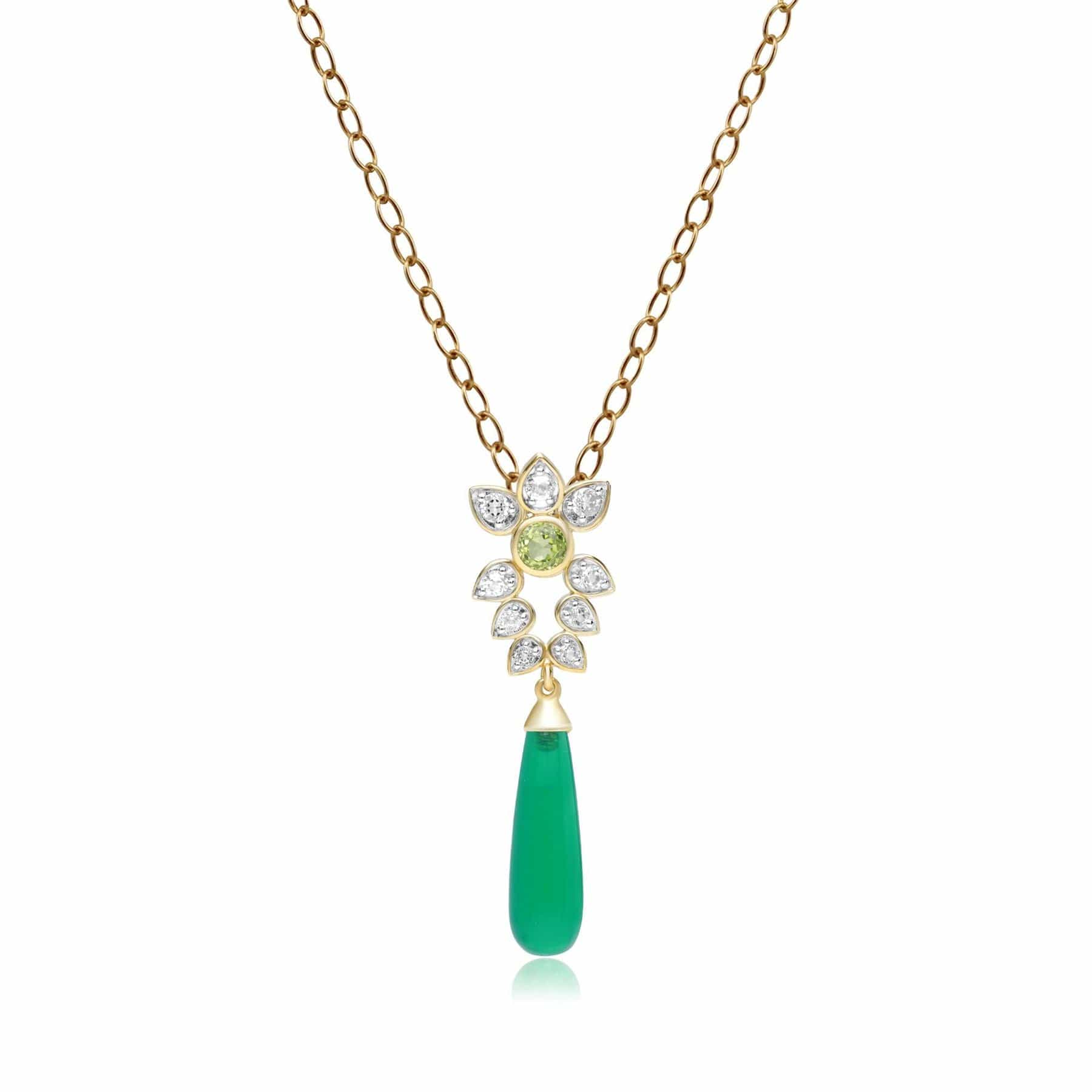 253P313402925nochain ECFEW™ 'The Creator' Dyed Green Chalcedony, Peridot & White Topaz Charm 1
