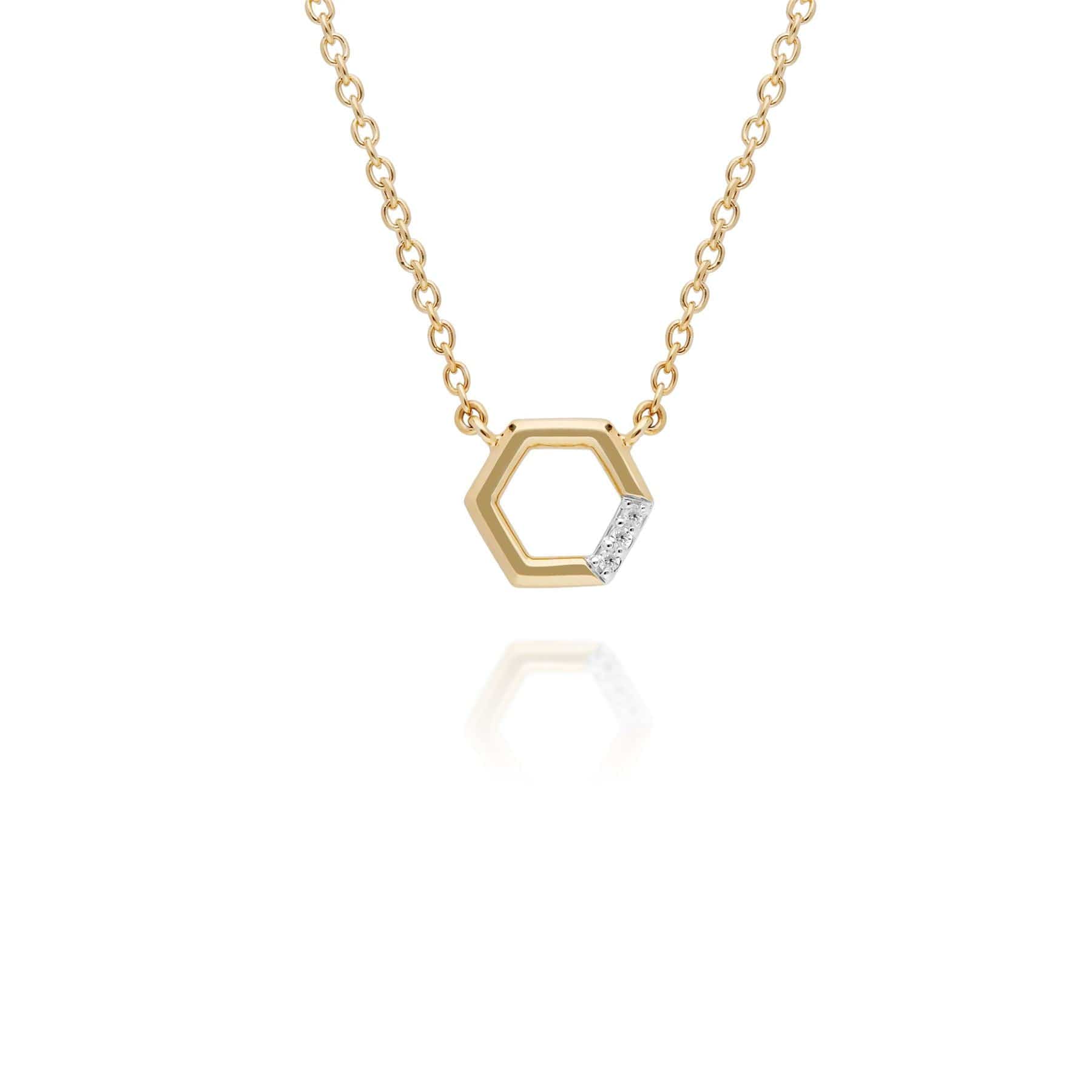 Diamond Hexagon Necklace in 9ct Yellow Gold 