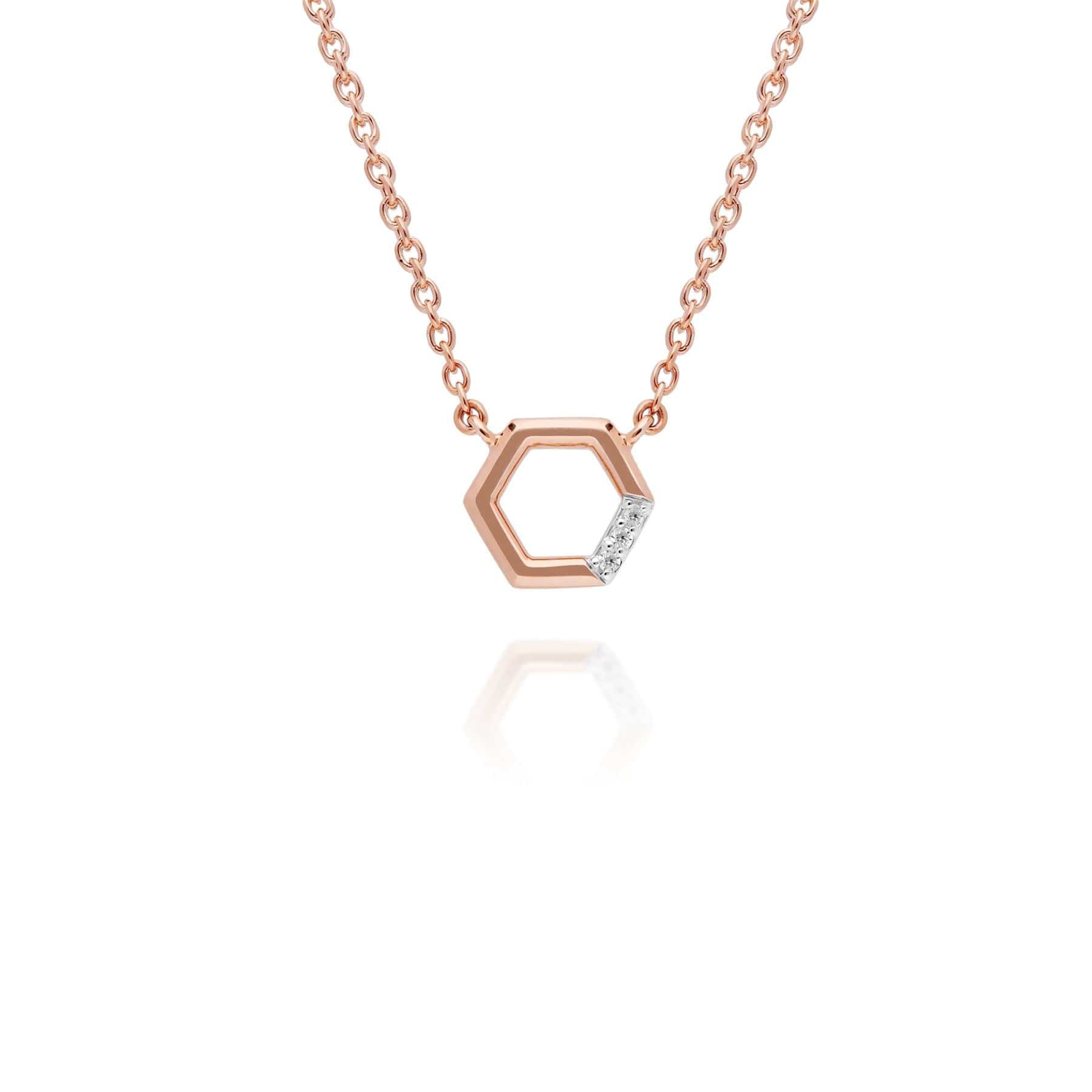 Diamond Pave Hexagon Necklace in Rose Gold