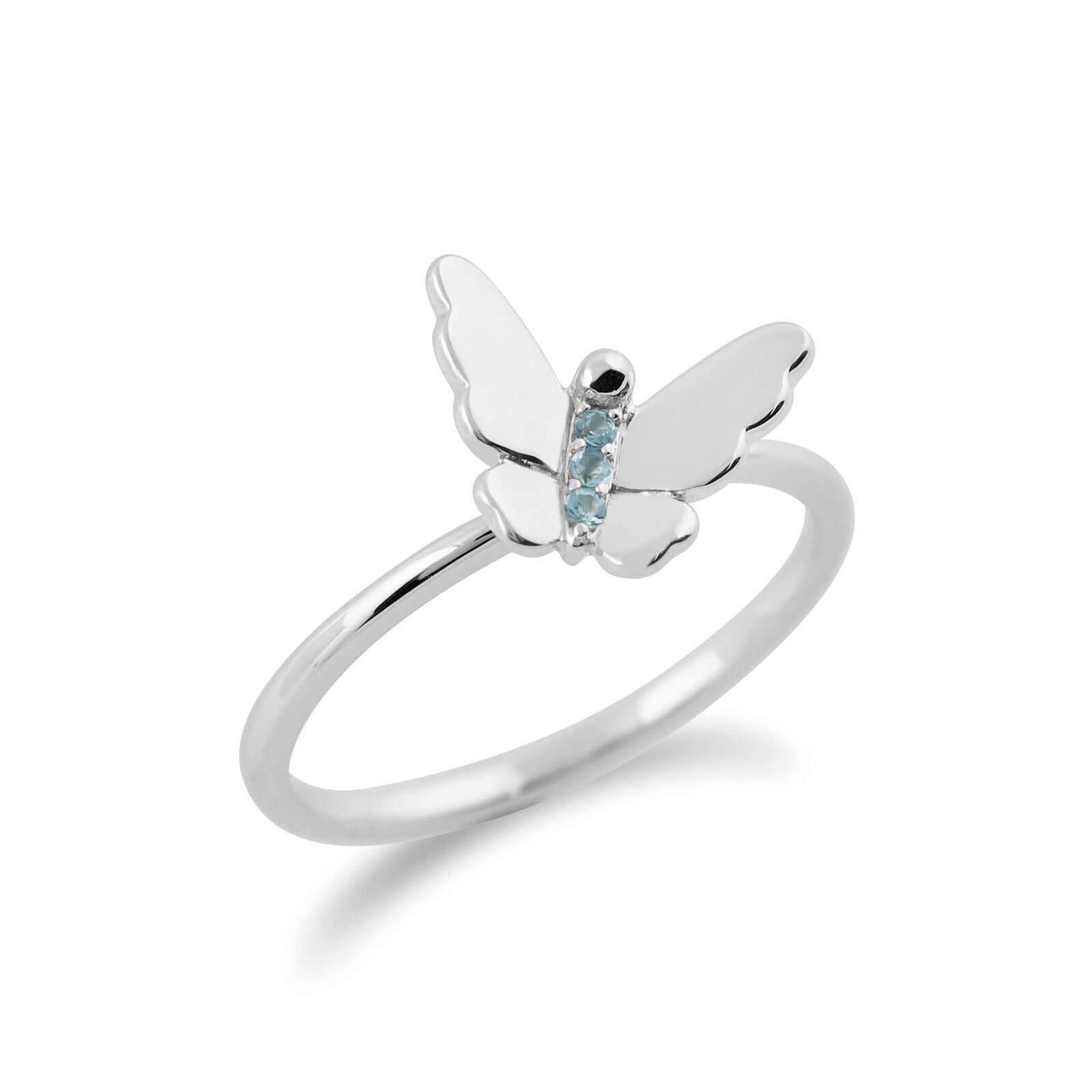 162R0157019 Gemondo 9ct White Gold 0.03ct Blue Topaz Stackable Butterfly Ring 2