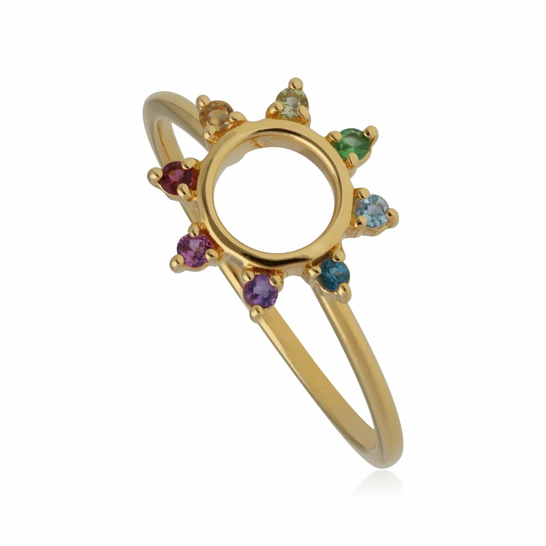 Rainbow Sunburst Ring in Gold Plated Sterling Silver