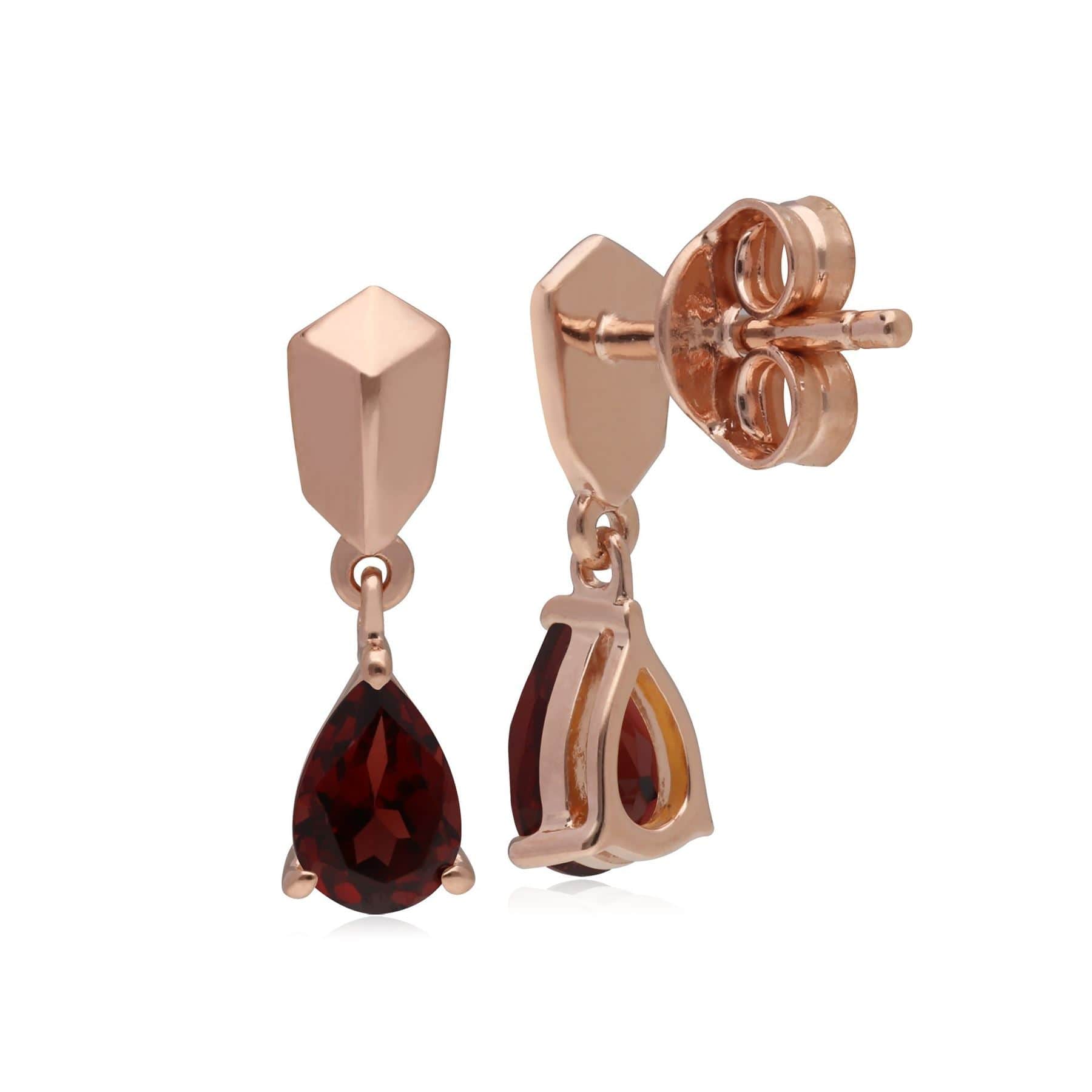 Micro Statement Garnet Earrings in Rose Gold Plated Silver 1