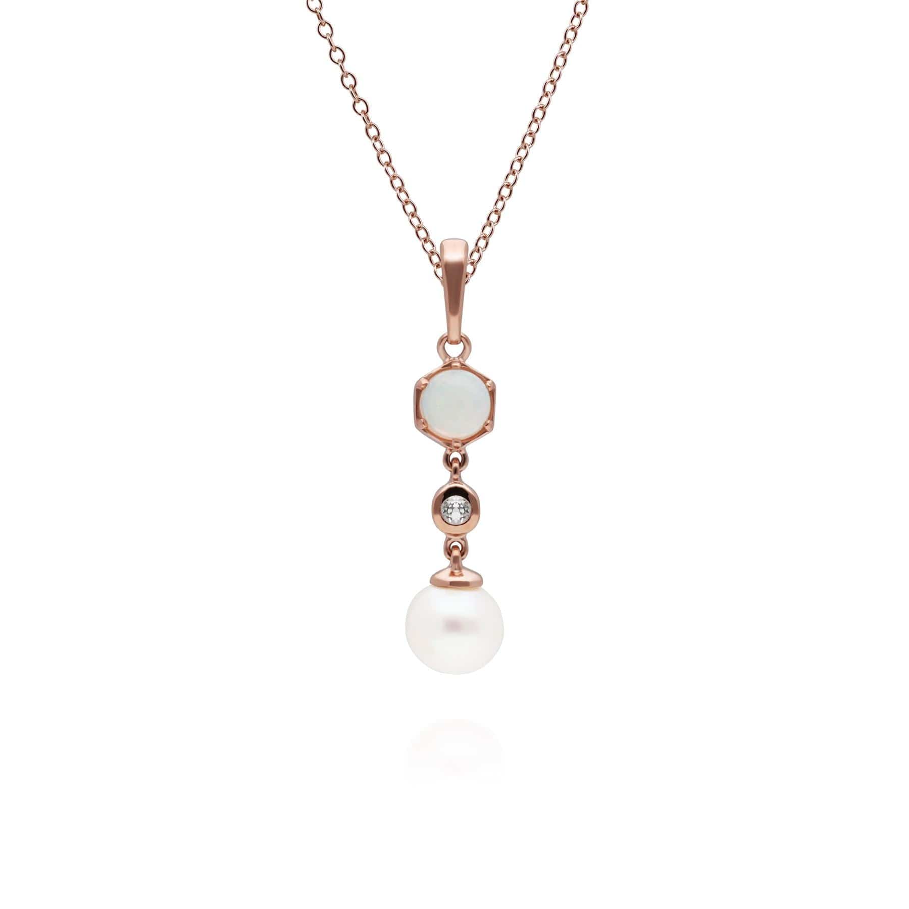 Modern Pearl, Opal & Topaz Drop Pendant in Gold Plated Sterling Silver