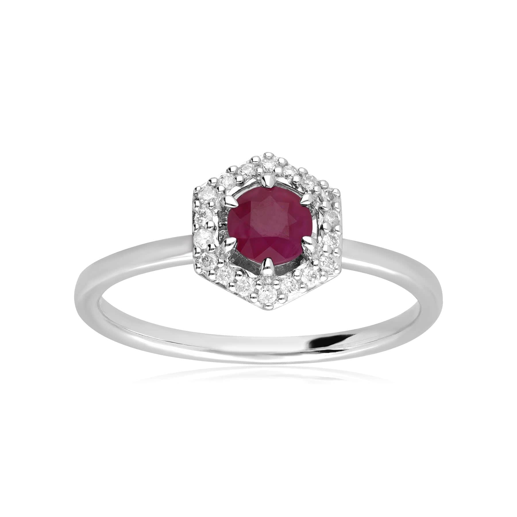 9ct White Gold 0.92ct Ruby & Diamond Halo Engagement Ring  1
