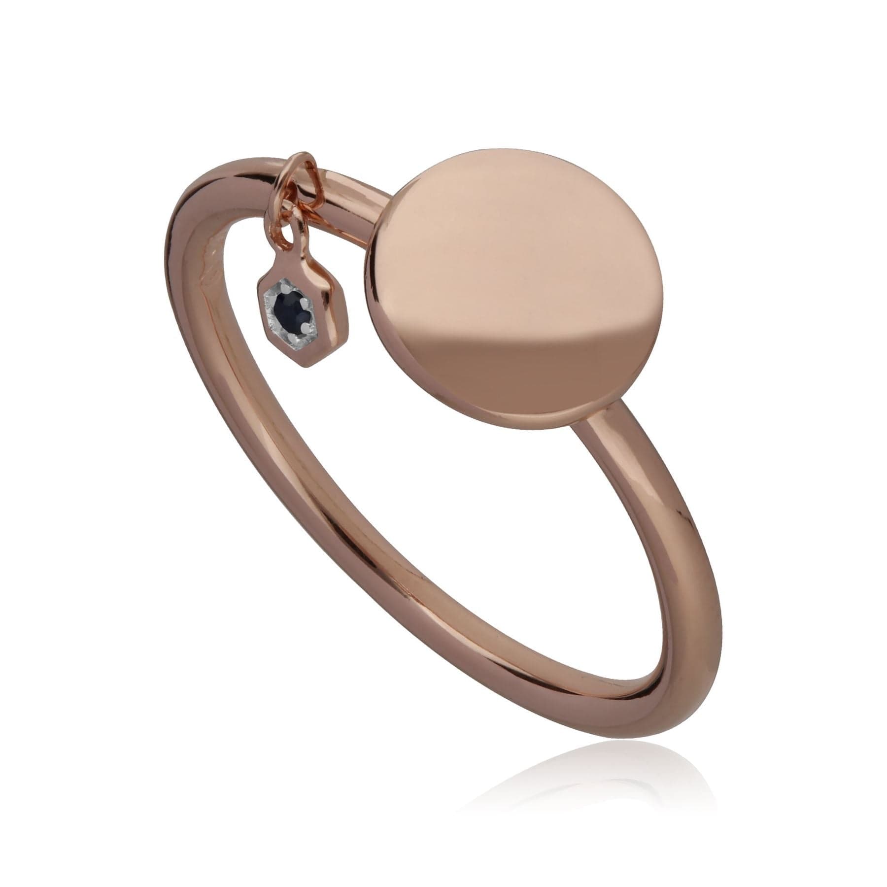 Sapphire Engravable Ring in Rose Gold Plated Sterling Silver - Gemondo
