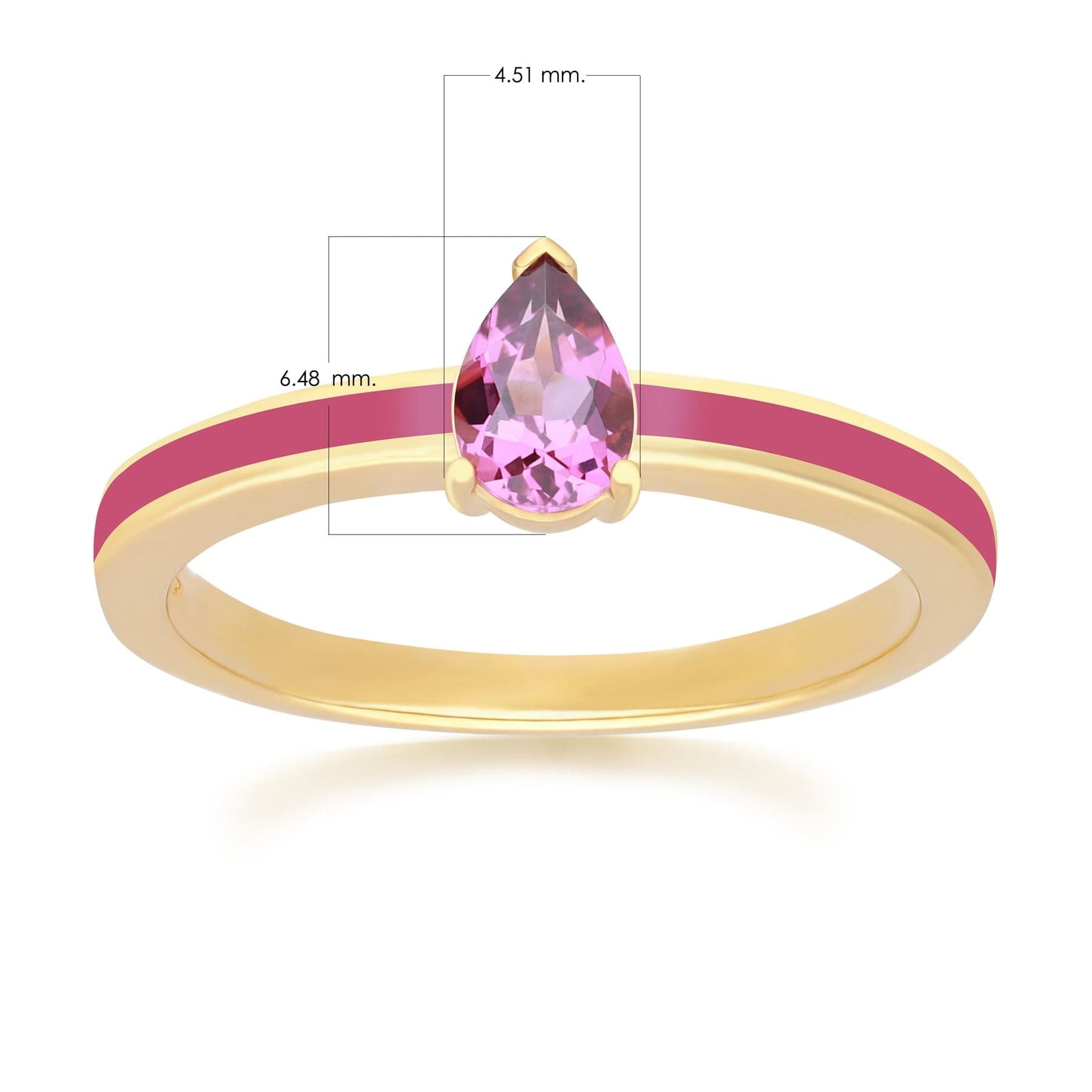 Siberian Waltz Pink Enamel & Rhodolite Ring in Gold Plated Silver - Gemondo