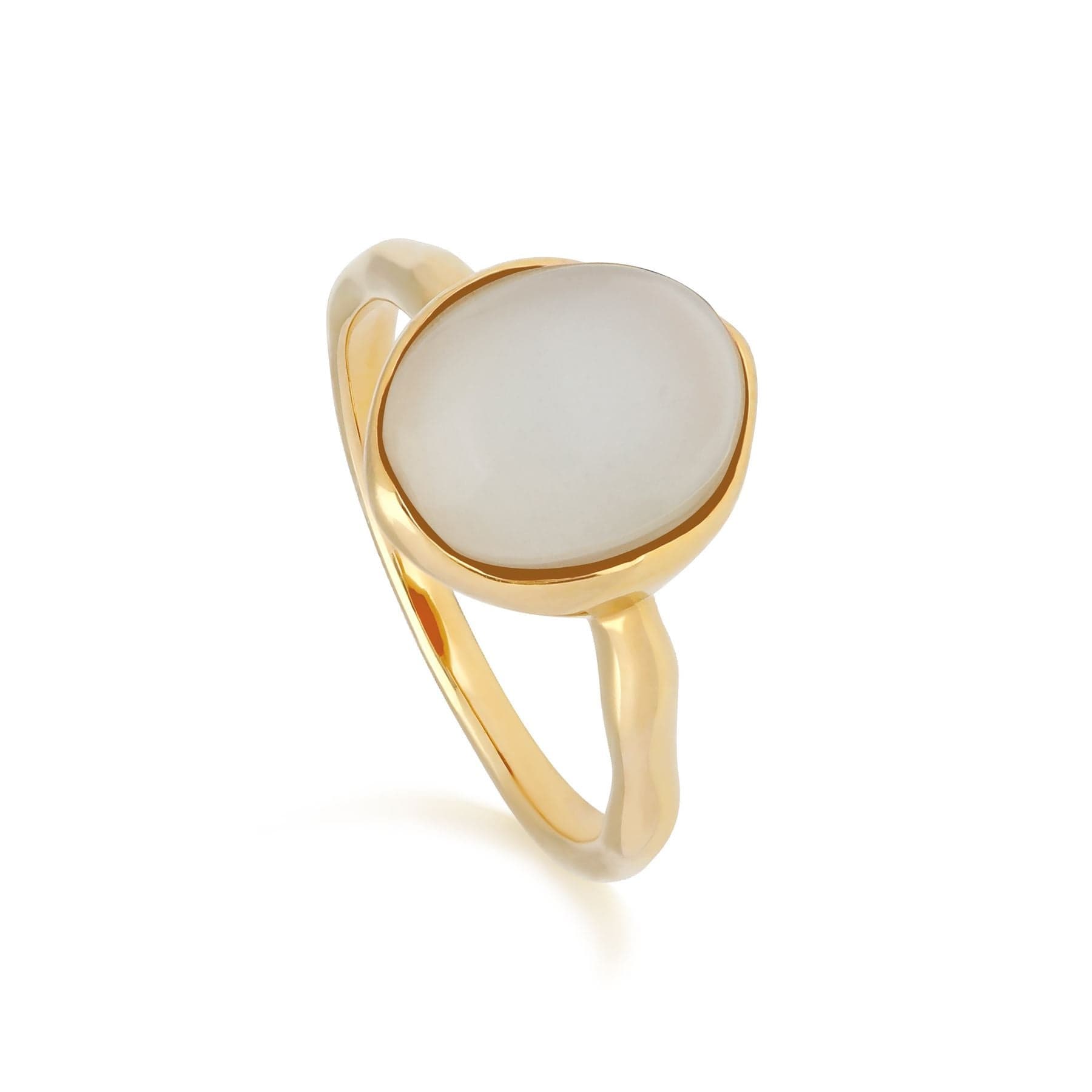 Irregular B Gem Moonstone Ring in Yellow Gold Plated Sterling Silver