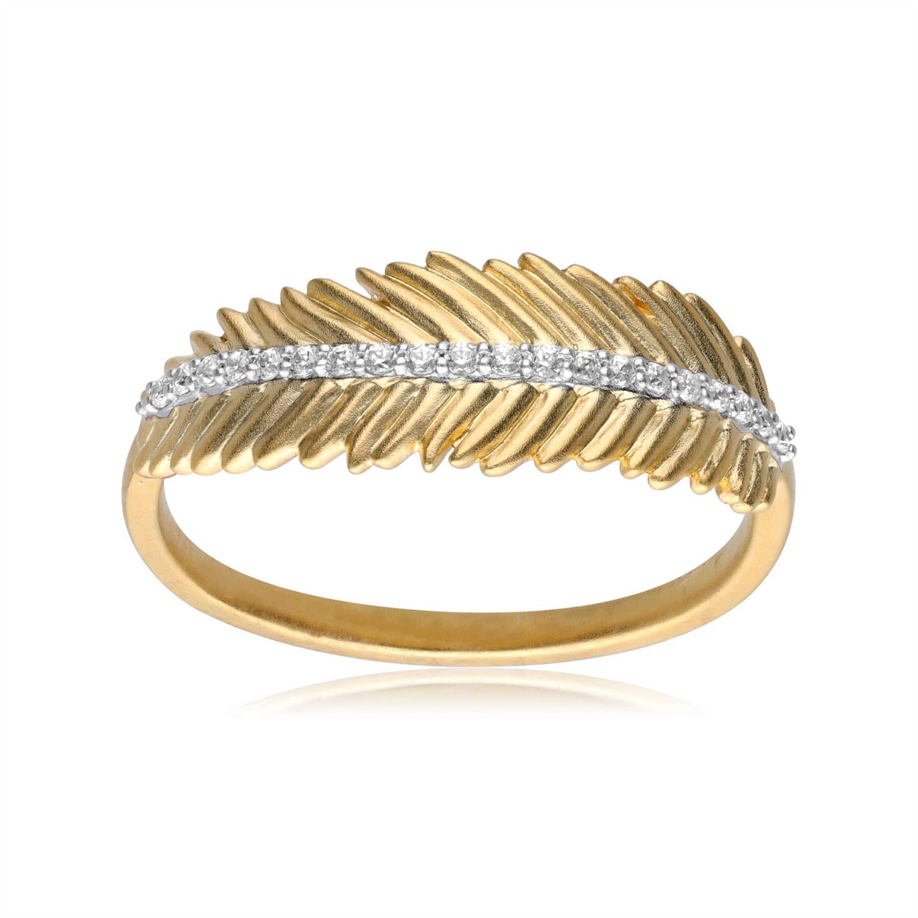Gemondo ECFEW™ 'The Unifier' Diamond Feather Ring In 9ct Gold