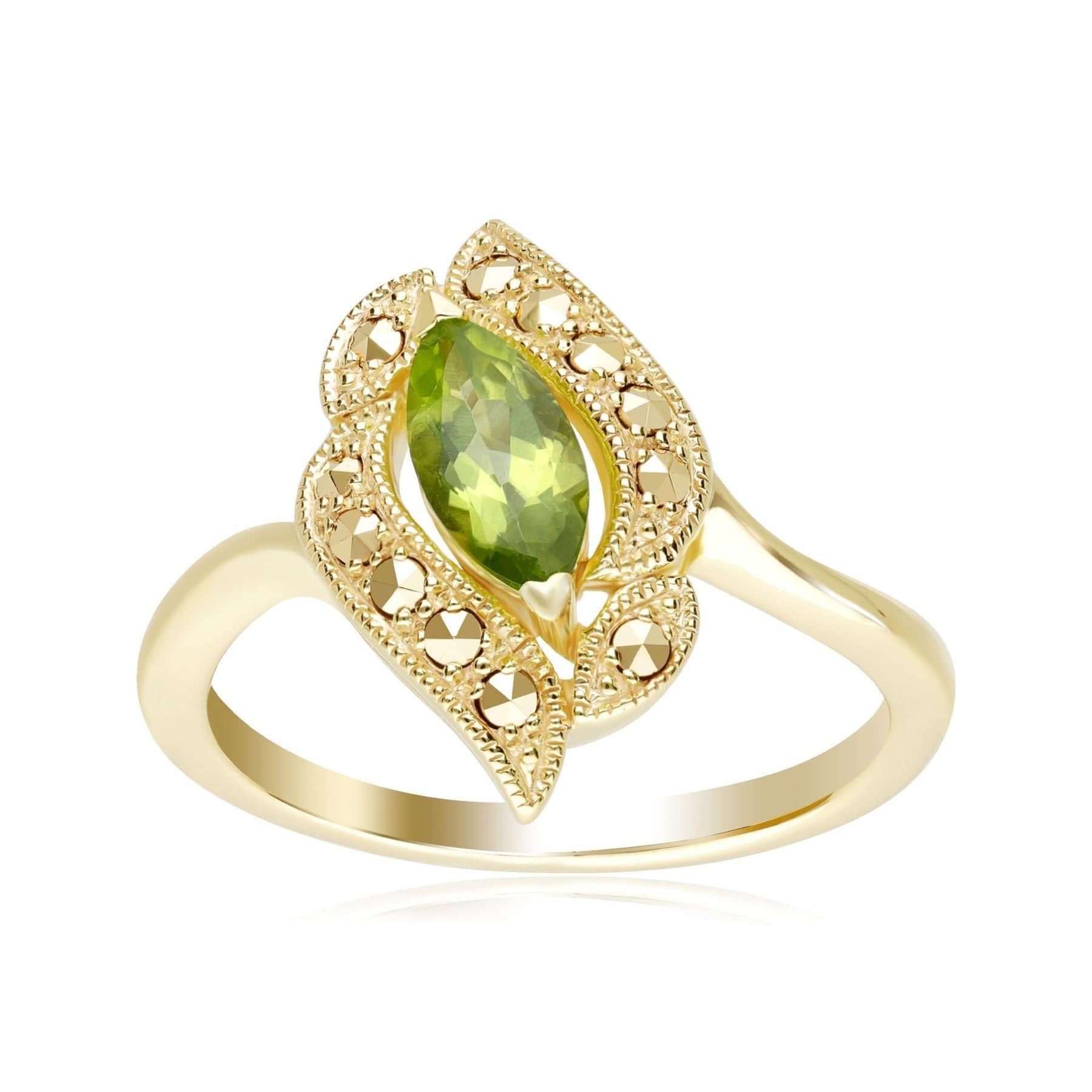 Art Nouveau Inspired Peridot & Marcasite Ring