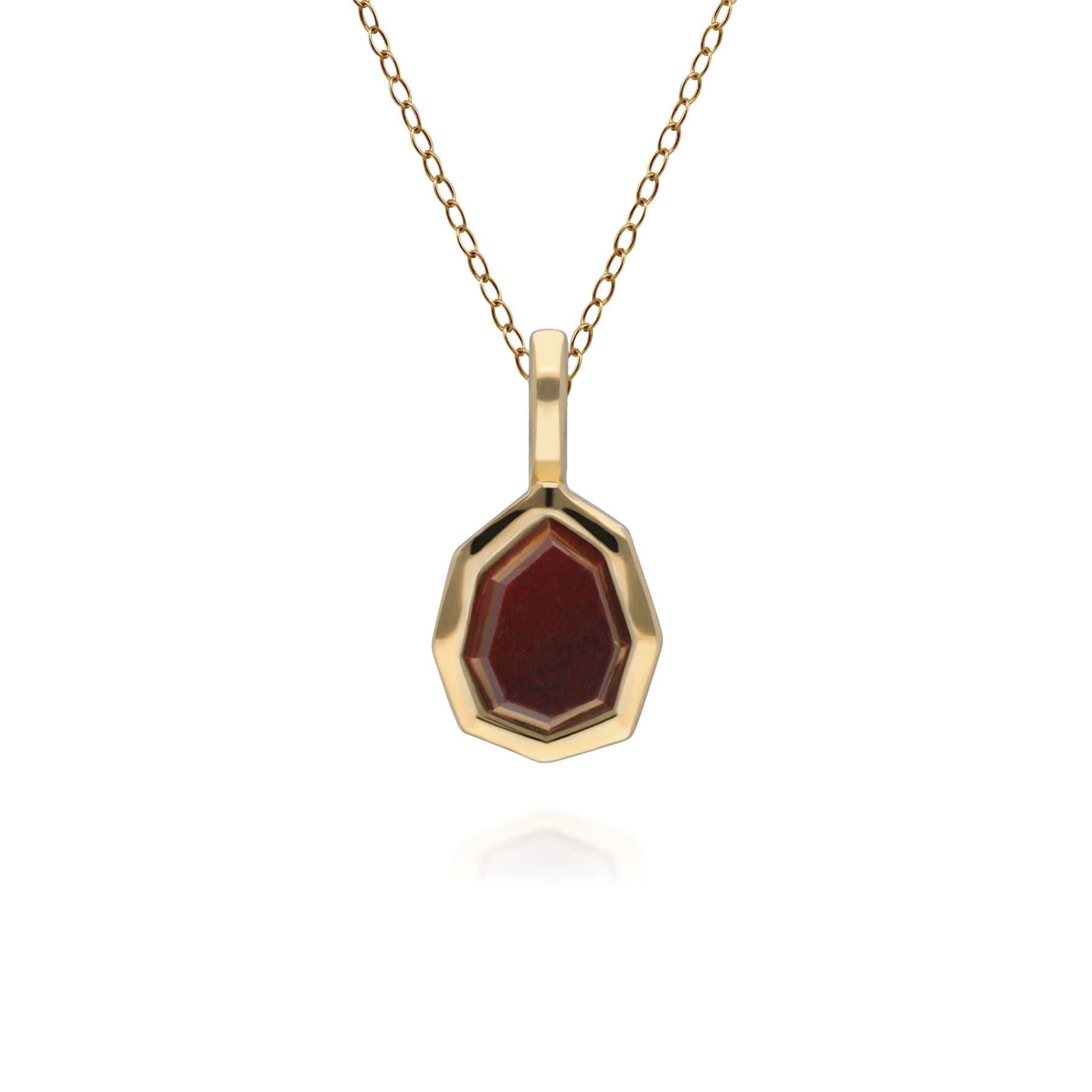 Irregular B Gem Red Jasper Pendant in Gold Plated Sterling Silver