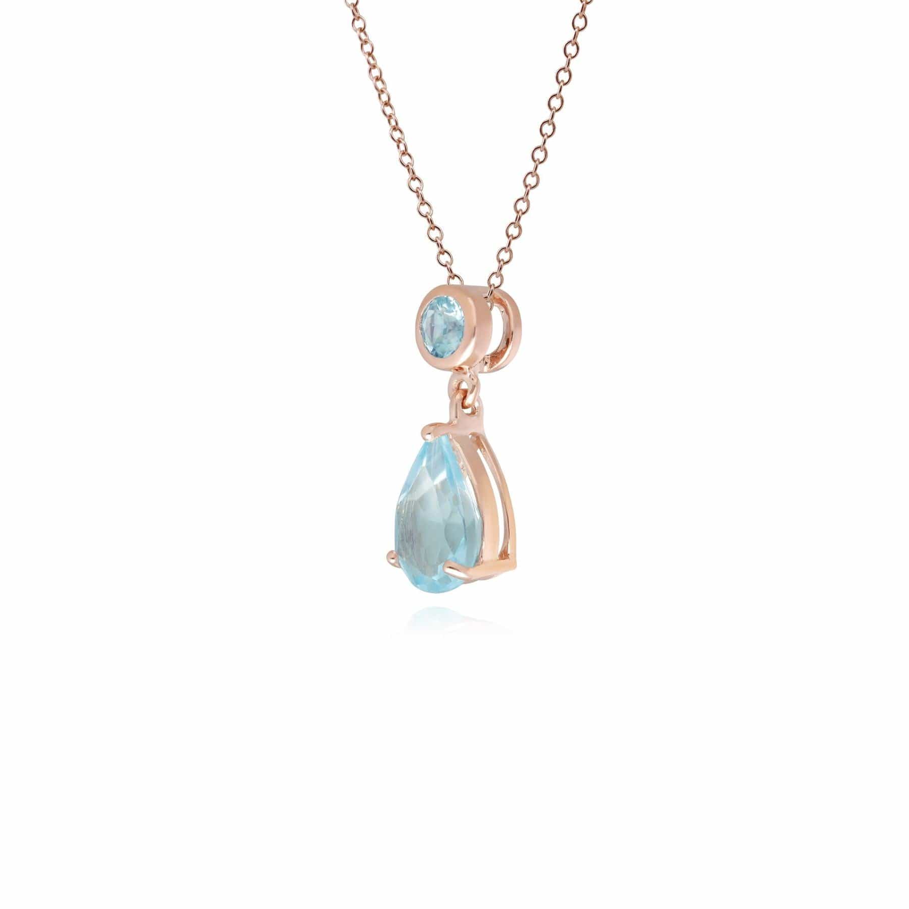 Classic Pear Blue Topaz Drop Pendant in 9ct Rose Gold - Gemondo