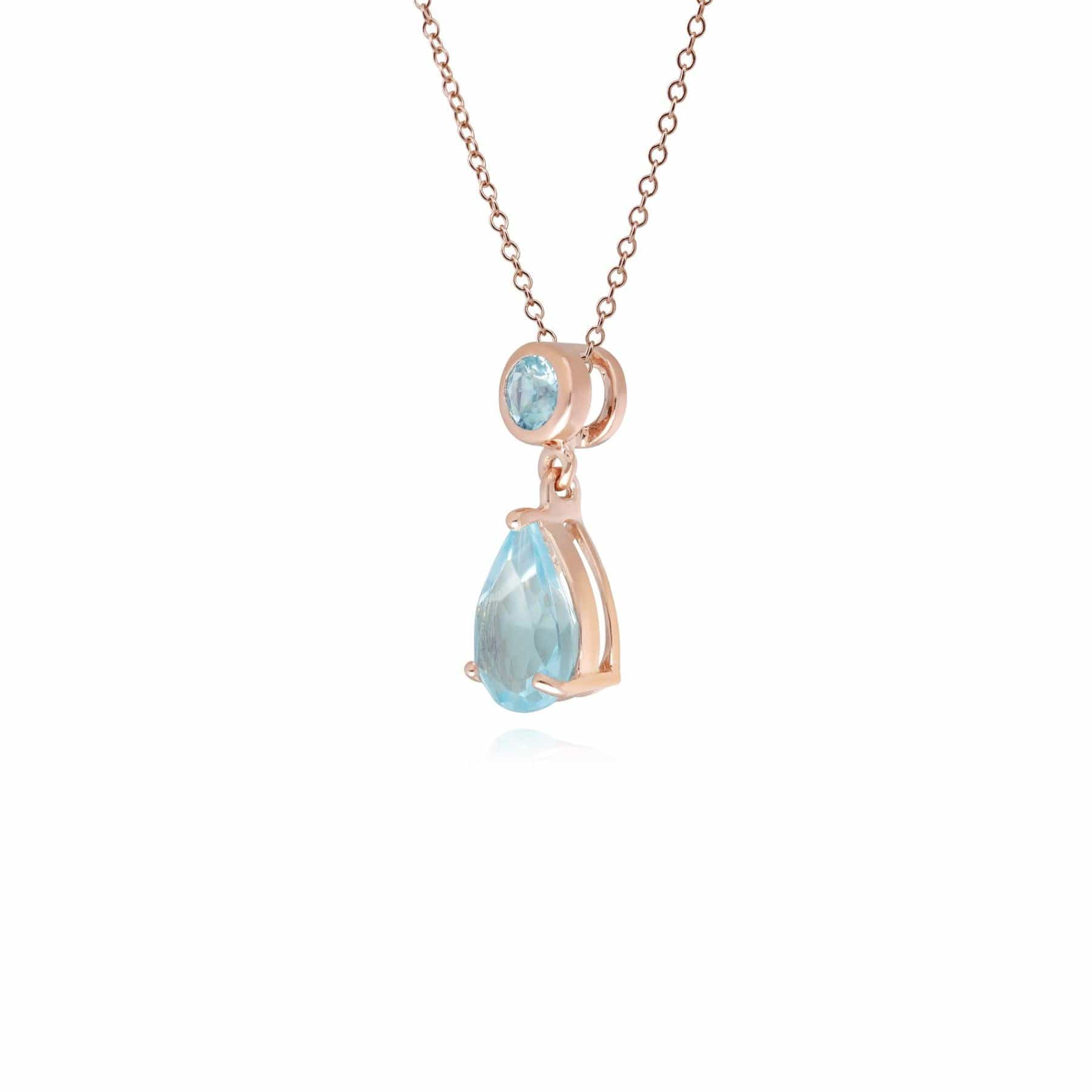 186P0200039 Classic Pear Blue Topaz Drop Pendant in 9ct Rose Gold 4