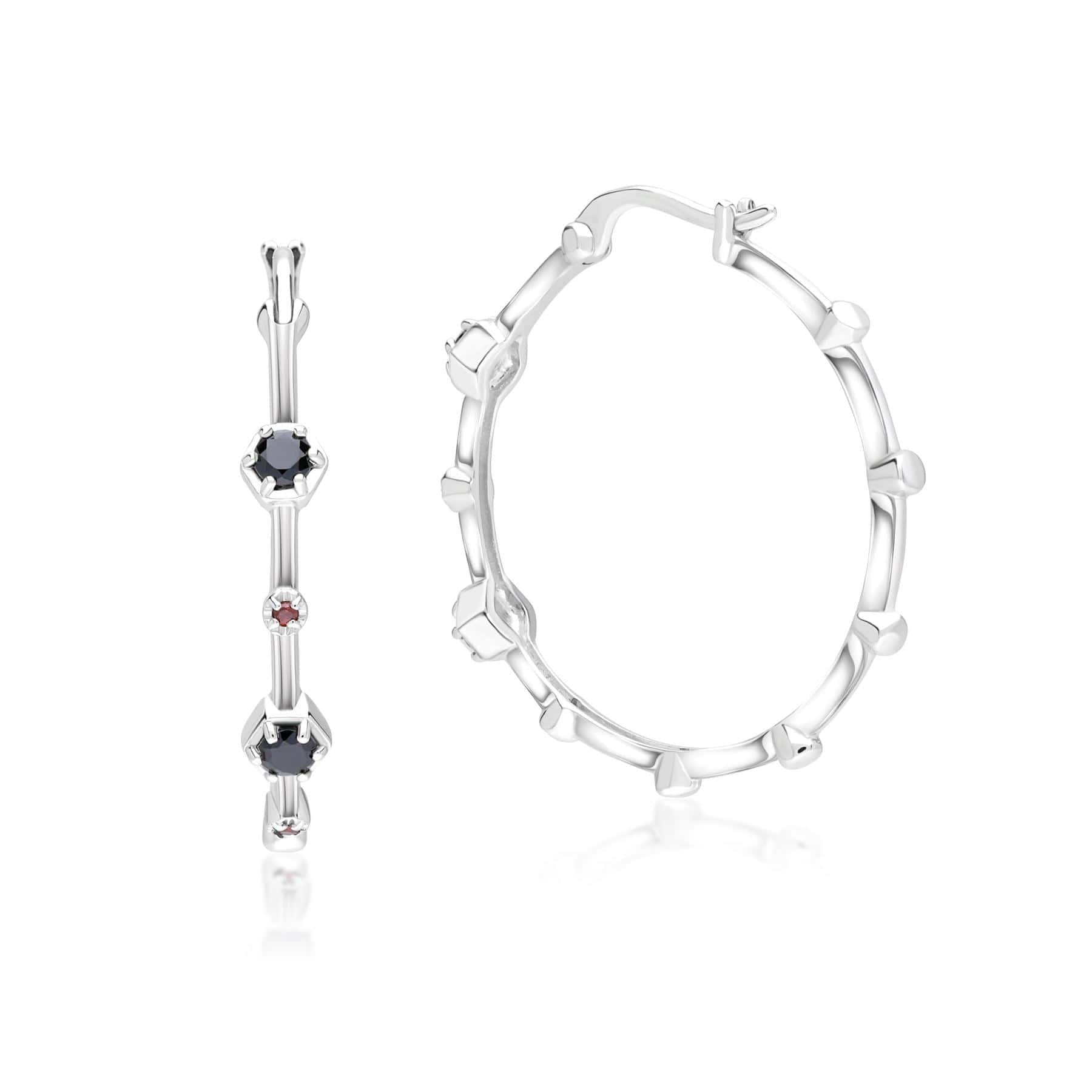 253E351201925 Modern Glam Spinel & Garnet Hoop Earrings In Sterling Silver 4