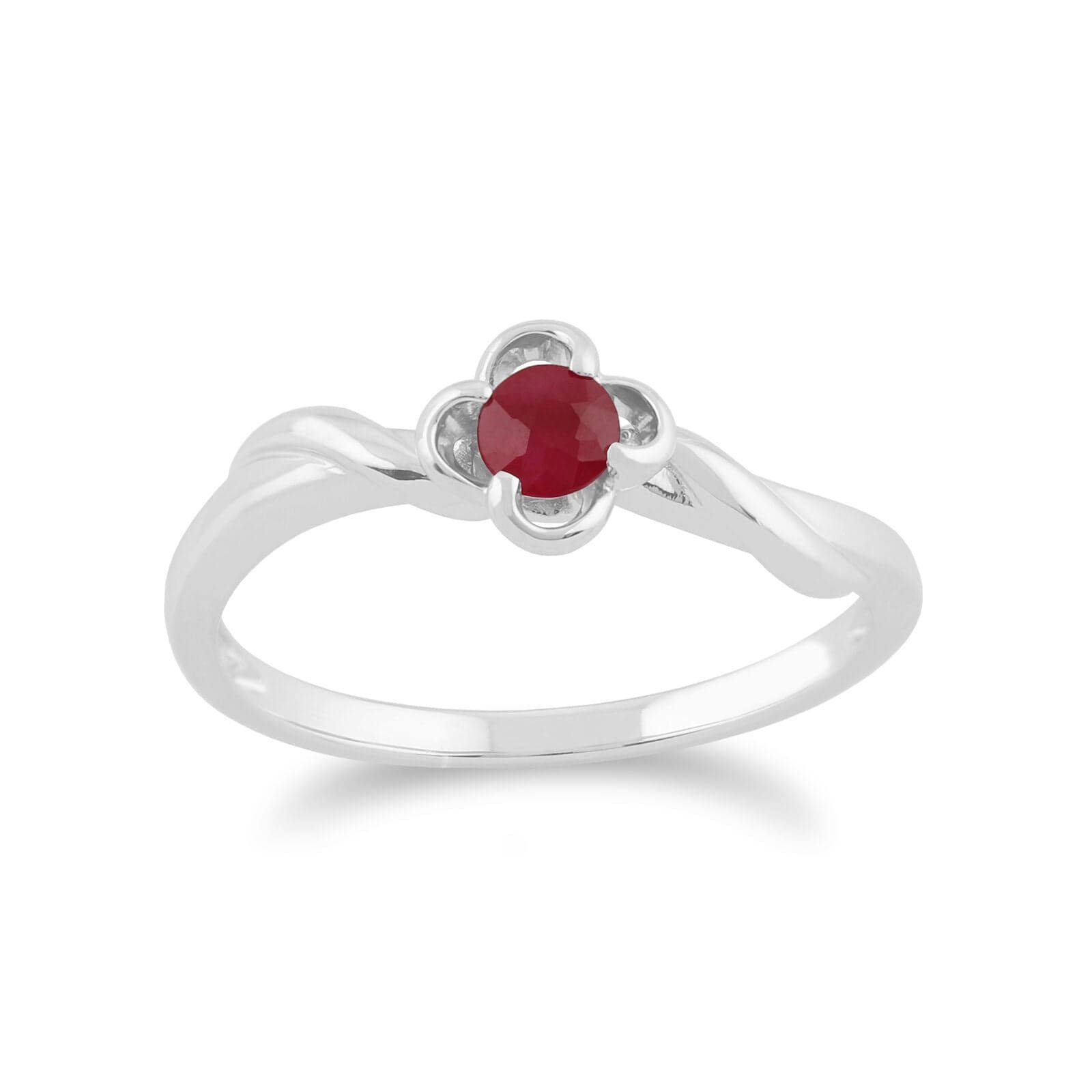 Gemondo 9ct White Gold 0.27ct Ruby Floral Ring - Gemondo