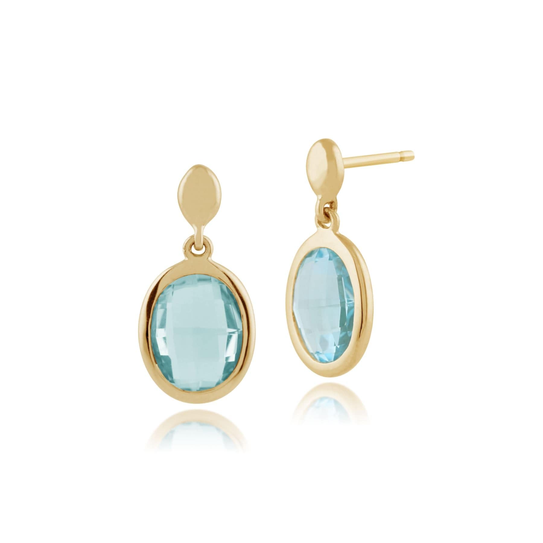 135E1096029 Gemondo 9ct Yellow Gold 3.20ct Blue Topaz Drop Earrings 1