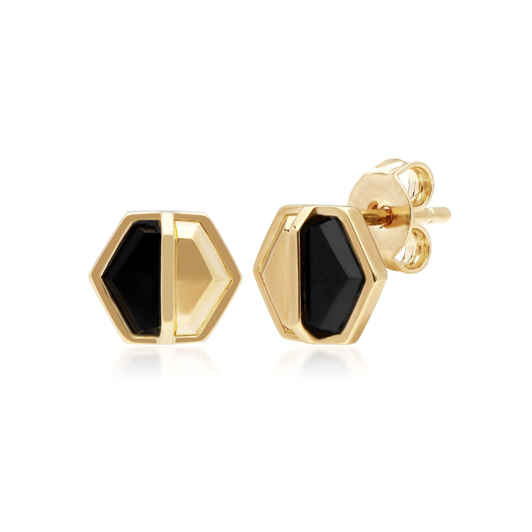Micro Statement Onyx Hexagon Stud Earrings