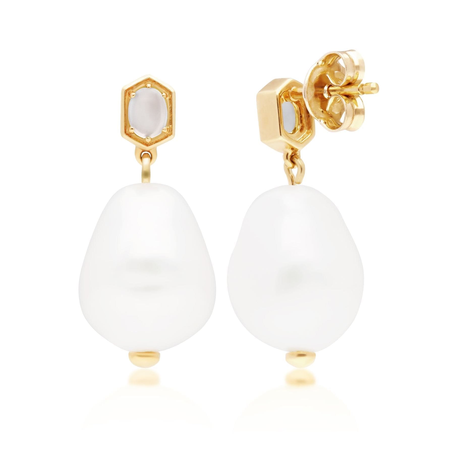 270E030802925 Modern Baroque Pearl & Moonstone Drop Earrings in Gold Silver 4