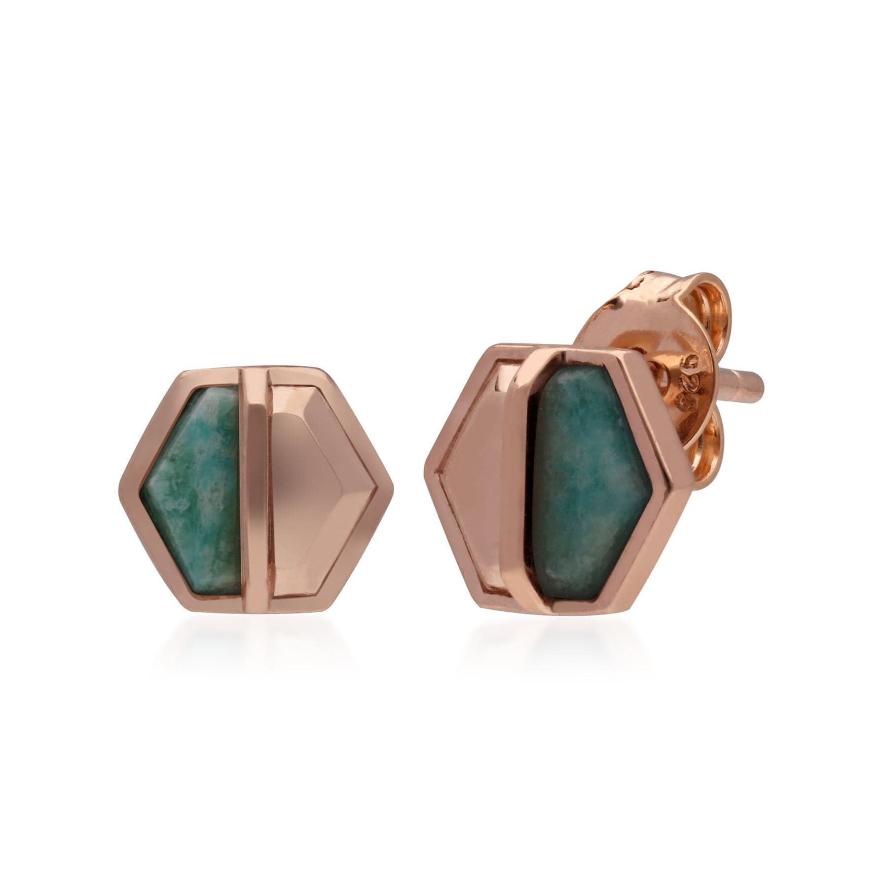 Amazonite Hexagon Stud Earrings