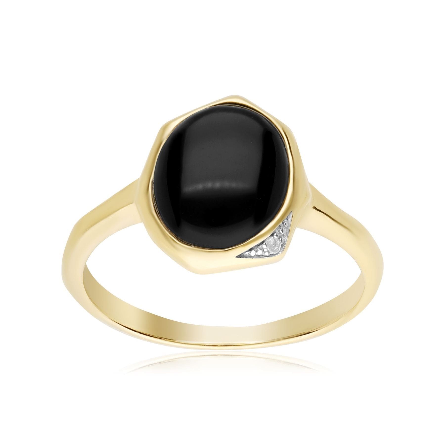 Irregular B Gem Black Onyx & Diamond Ring