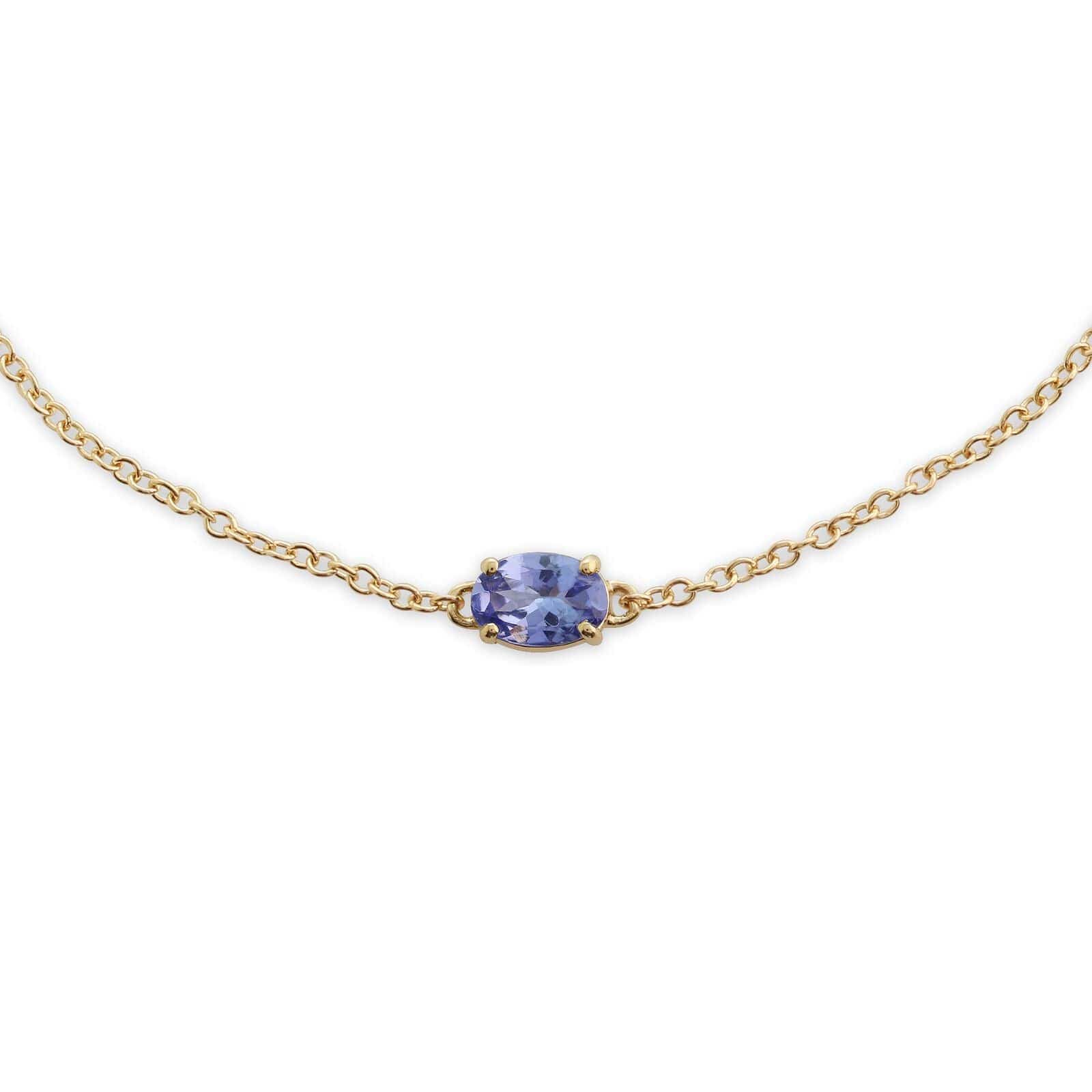 135L0220089 Classic Oval Tanzanite Single Stone Bracelet in 9ct Yellow Gold 1