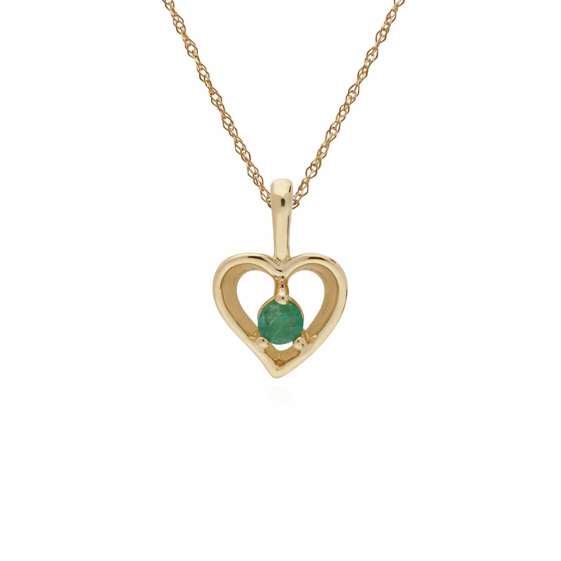 135P1875019 Gemondo 9ct Yellow Gold Emerald Single Stone Heart 45cm Necklace 1