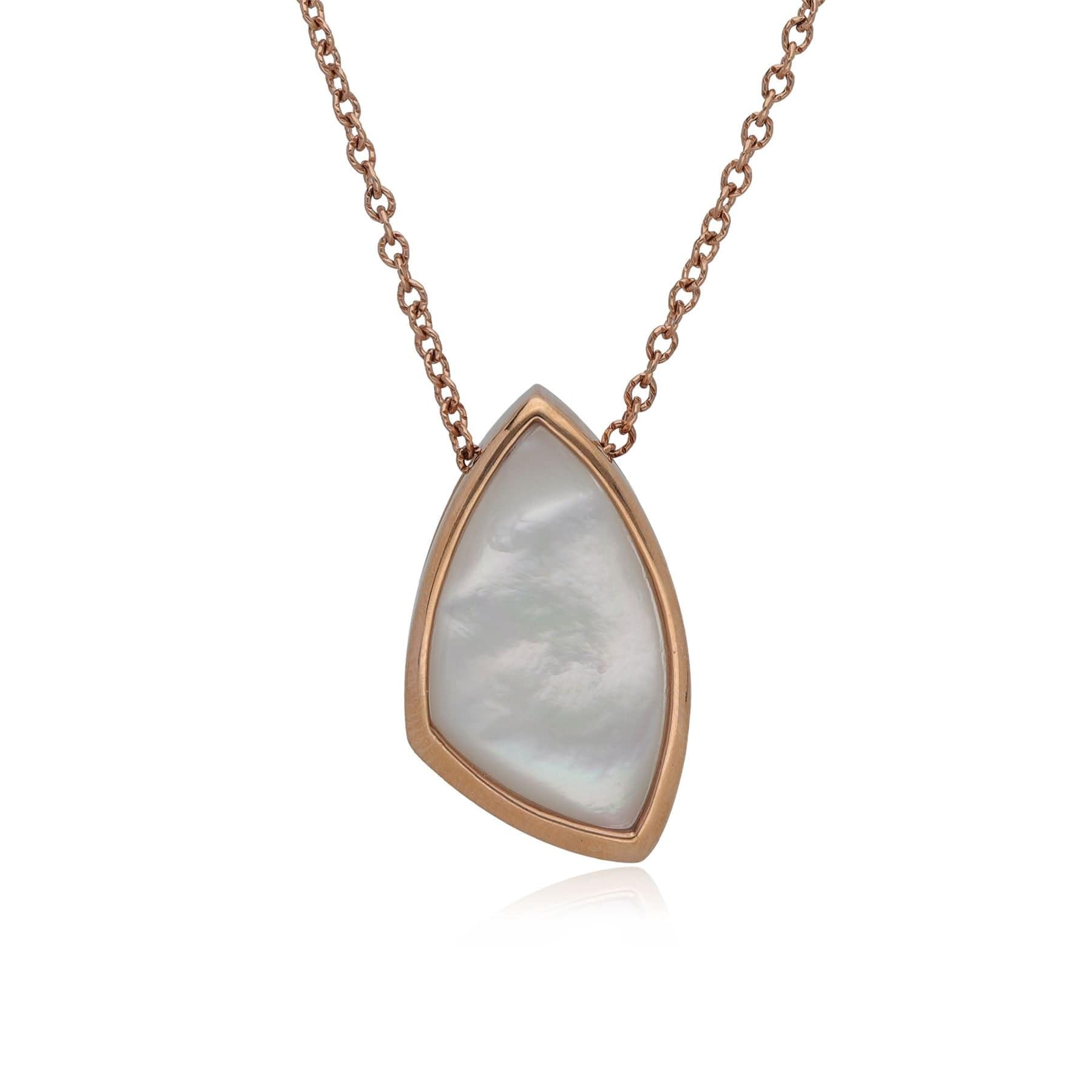 Kosmos Mother of Pearl Angular Necklace in Rose Gold Plated Sterling Silver - Gemondo