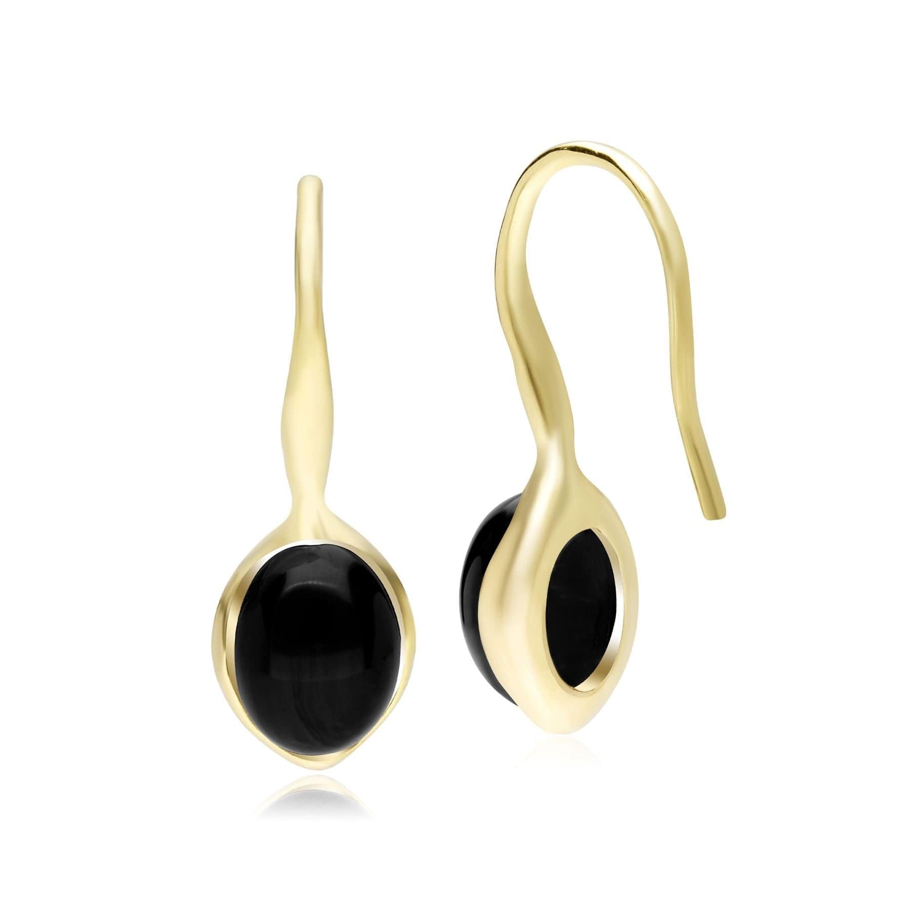 Irregular B Gem Black Onyx Drop Earrings In Sterling Silver - Gemondo