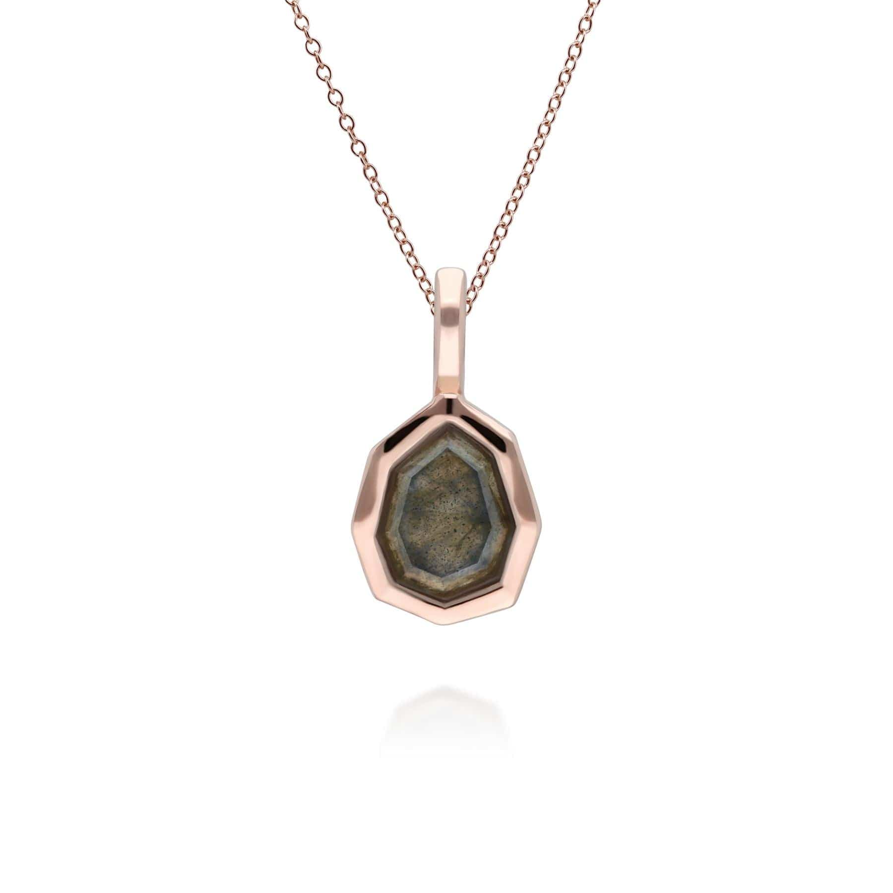 271P017702925 Irregular B Gem Labradorite Pendant in Rose Gold Plated Sterling Silver 1