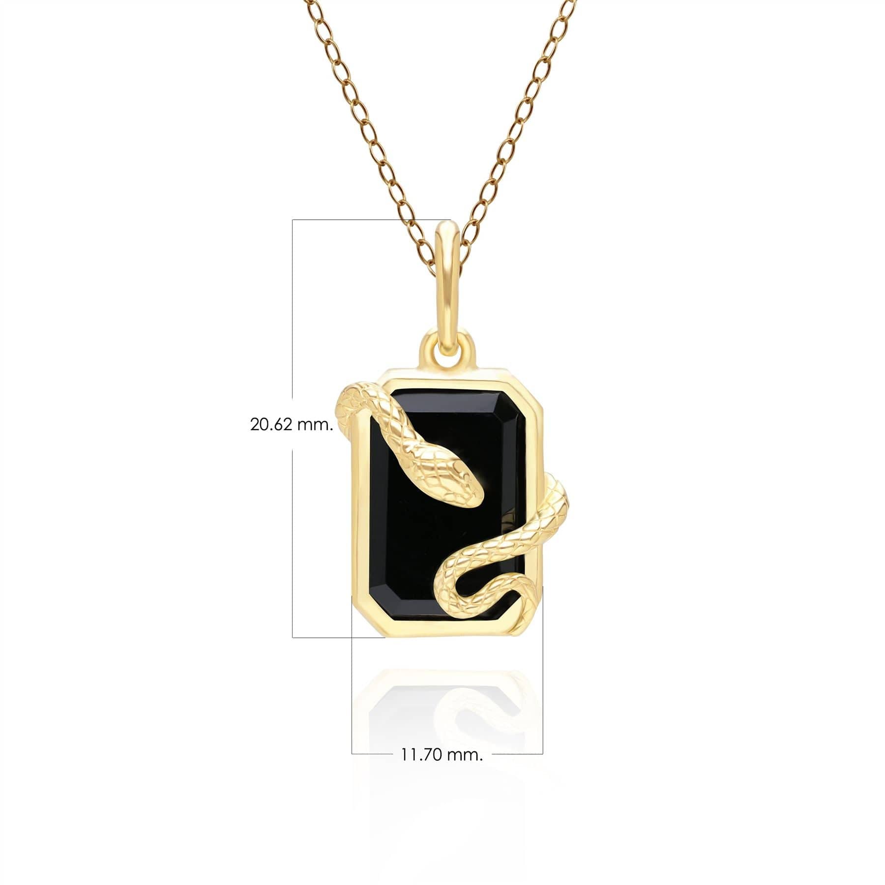 270P034903925 Grand Deco Black Onyx Snake Wrap Pendant in Gold Plated Sterling Silver Dimensions