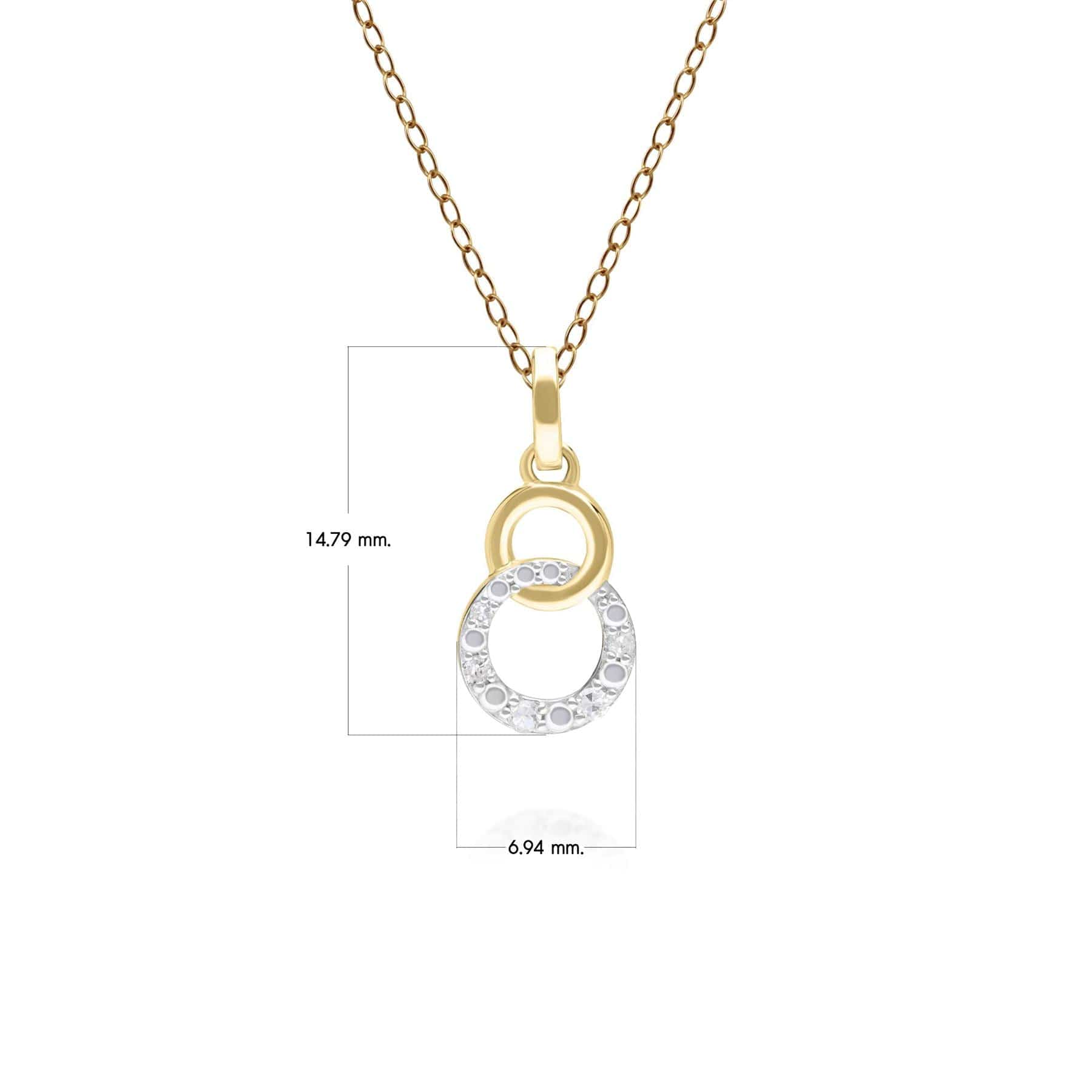 191P0770019 Diamond Pave Interlocking Hoop Pendant in 9ct Yellow Gold Dimensions