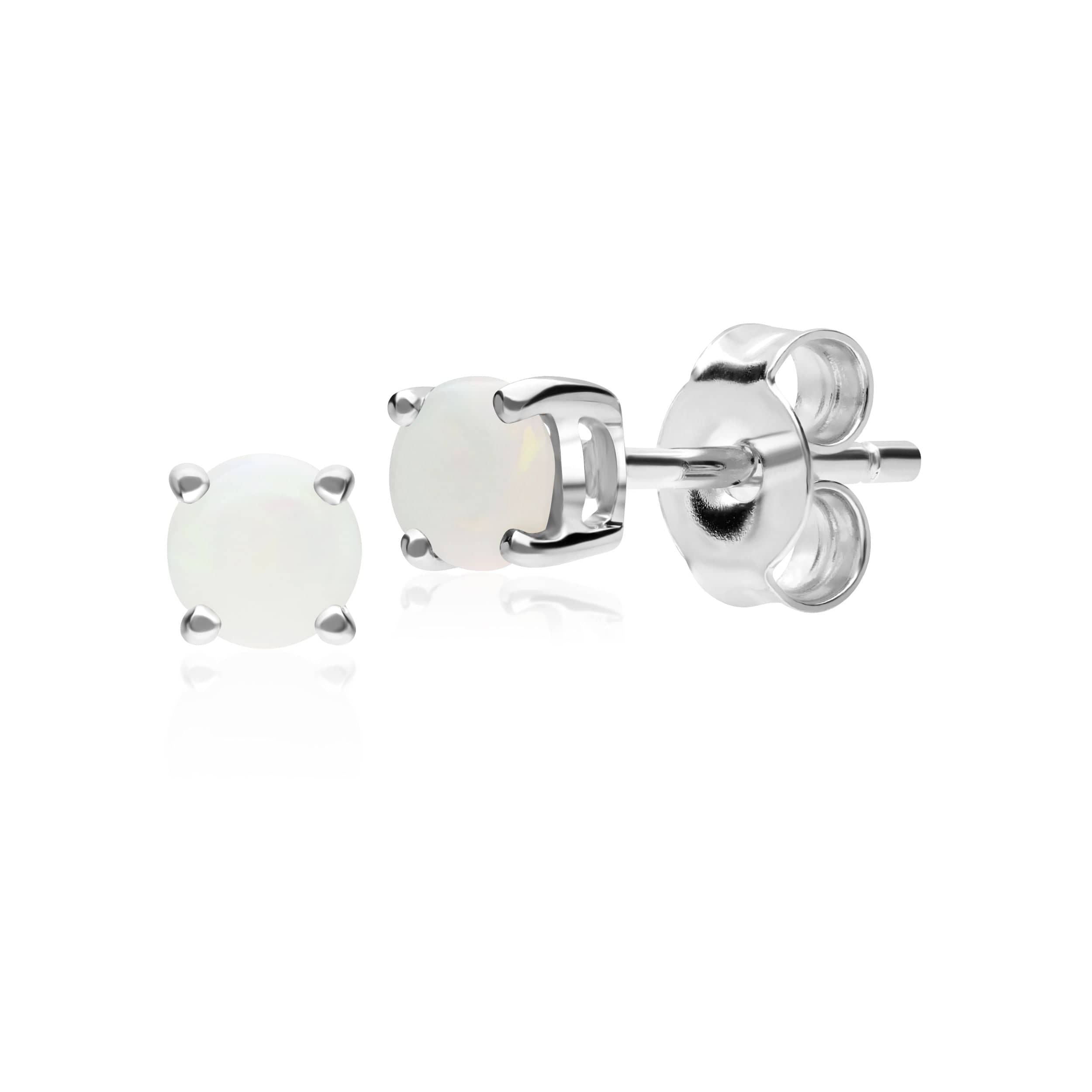 117E0031149 Classic Round Opal Stud Earrings in 9ct White Gold 1