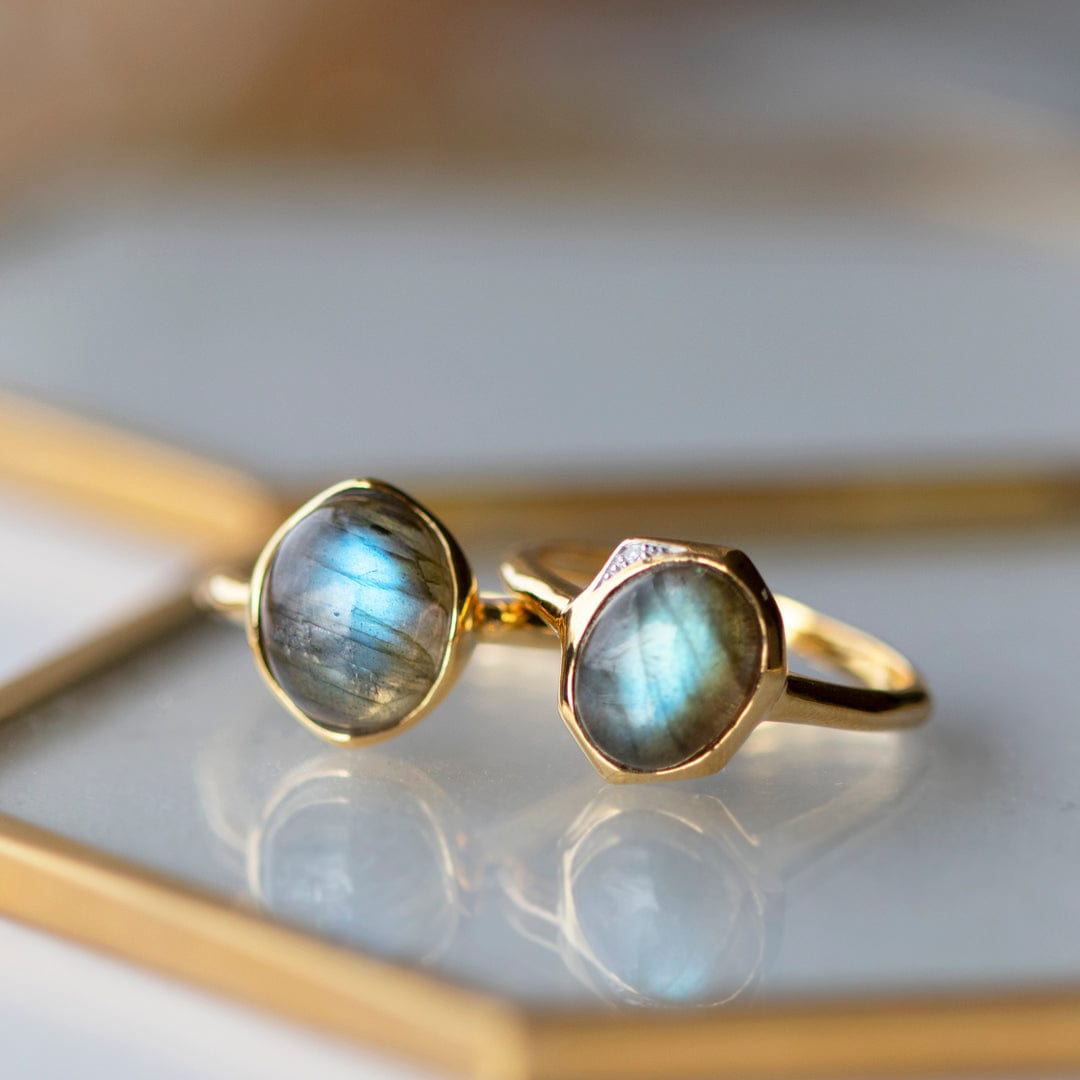 270R057505925 Irregular B Gem Labradorite & Diamond Ring in Gold Plated Sterling Silver 3