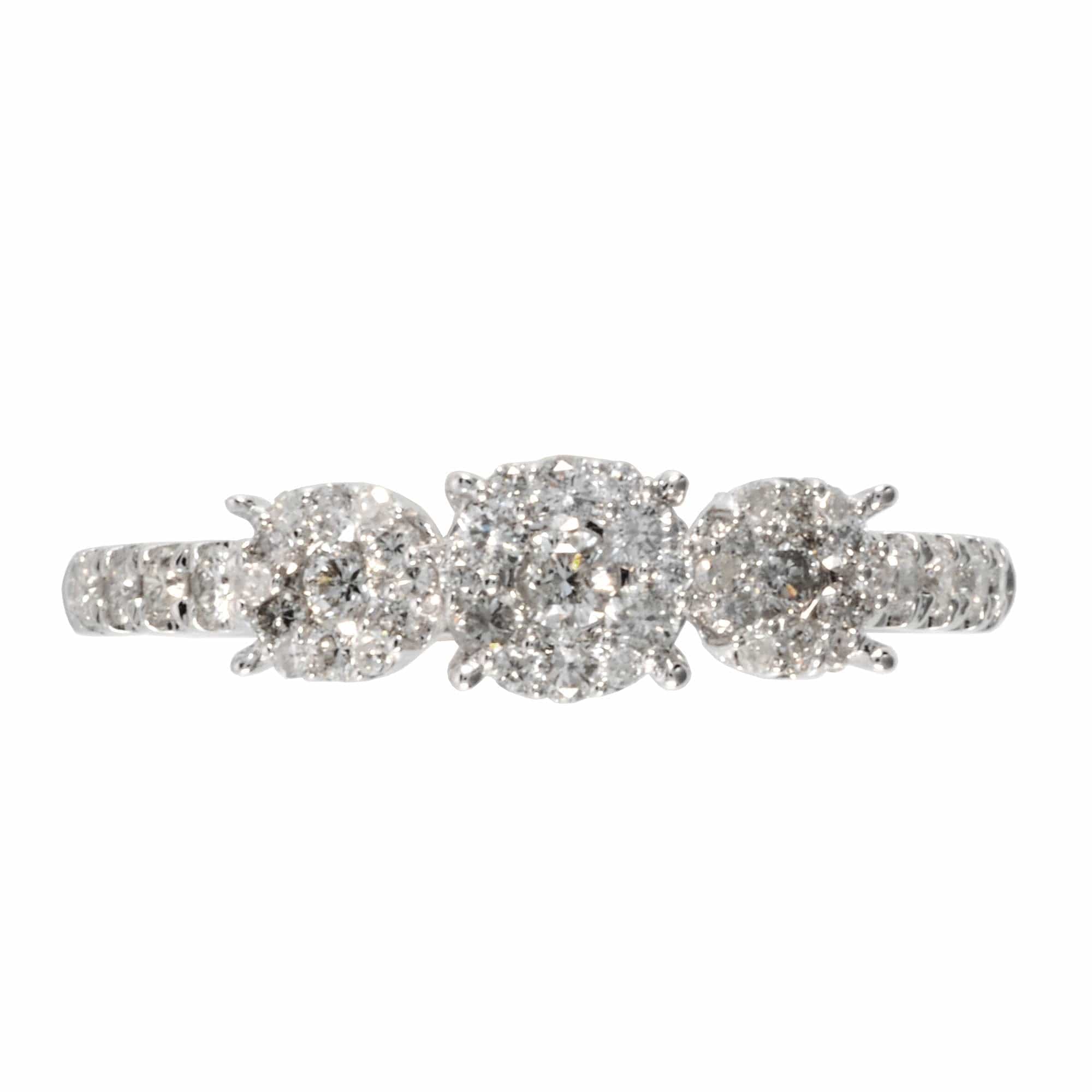 Classic Round Diamond Trilogy Ring in 18ct White Gold - Gemondo