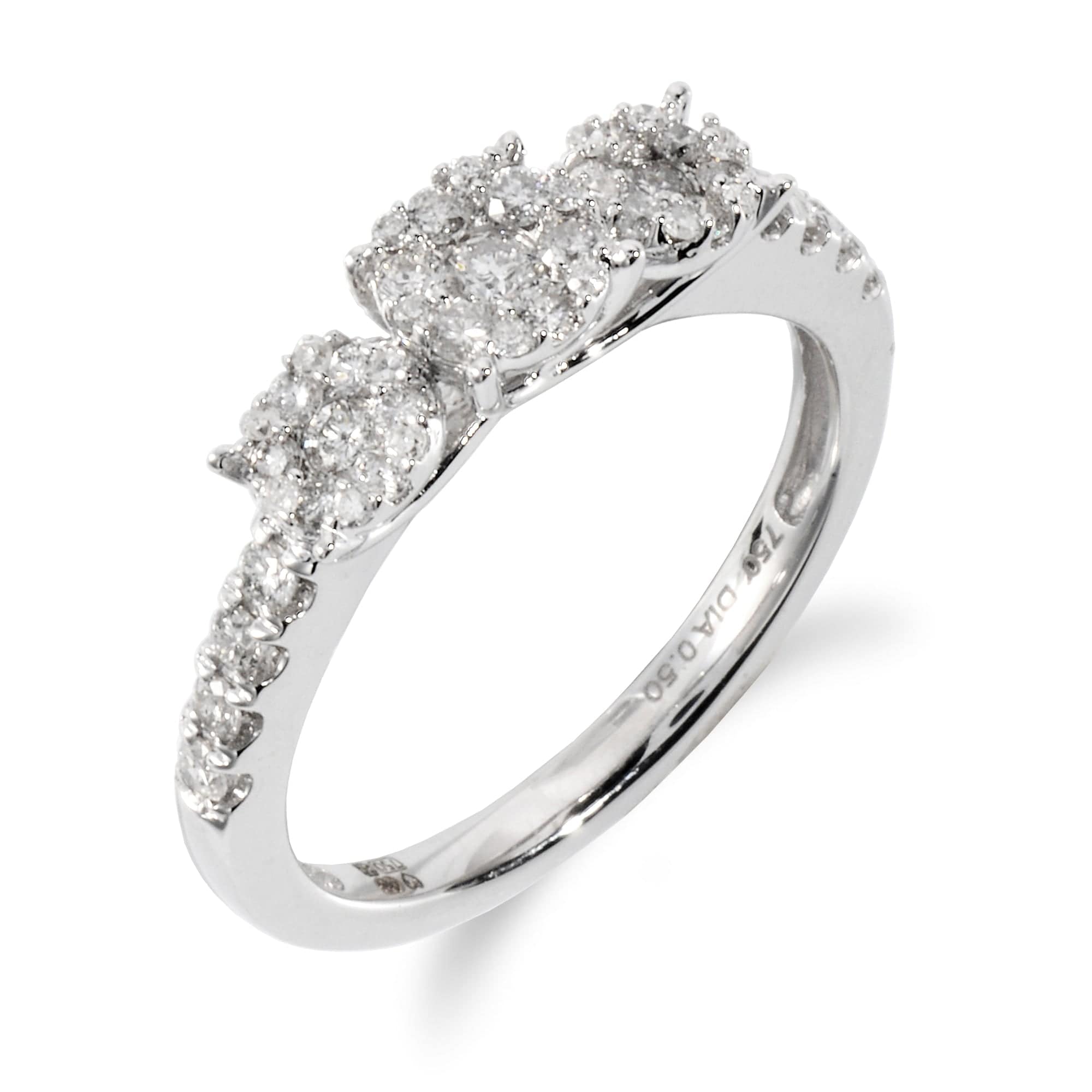 Classic Round Diamond Trilogy Ring in 18ct White Gold - Gemondo