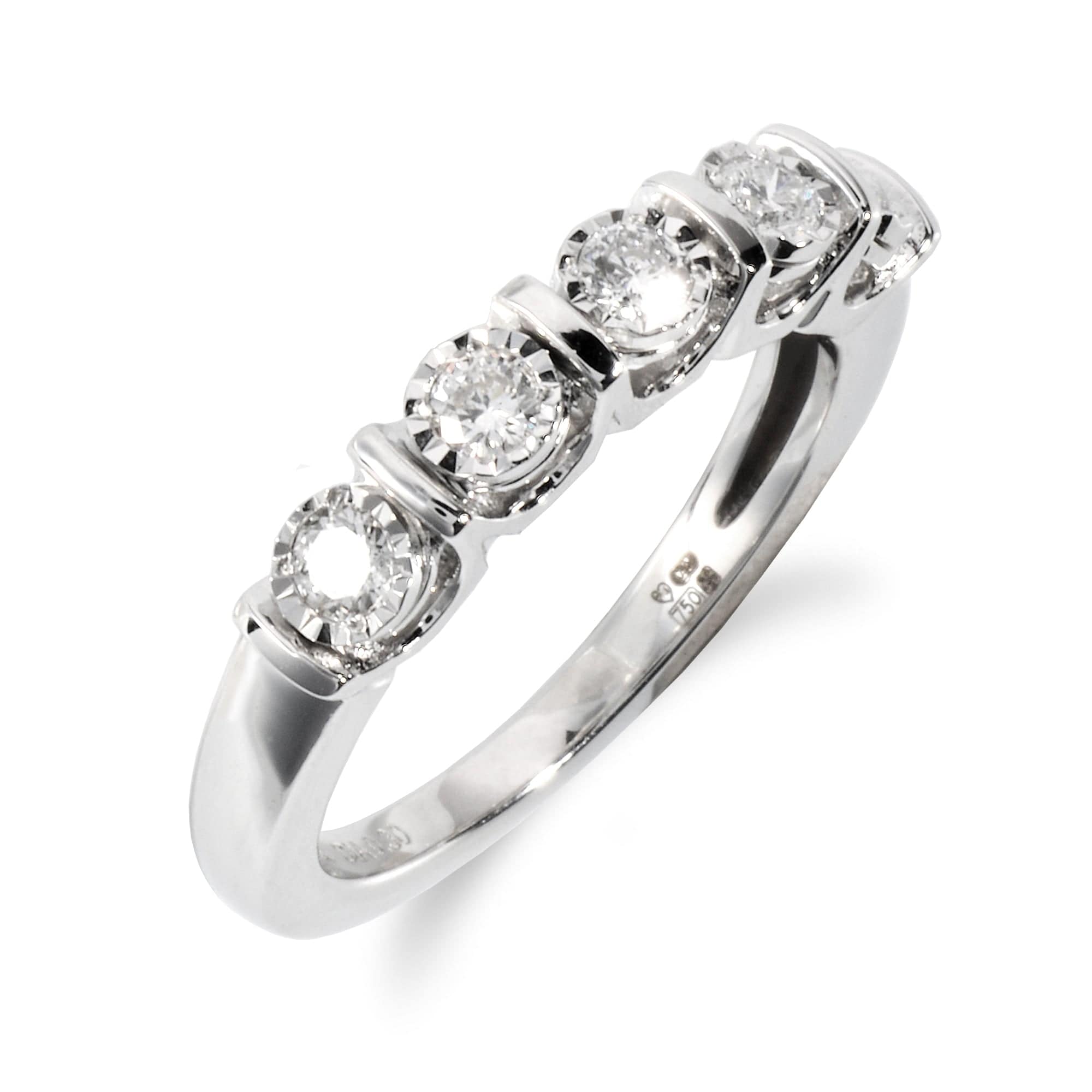 Classic Round Diamond Half Eternity Ring in 18ct White Gold - Gemondo