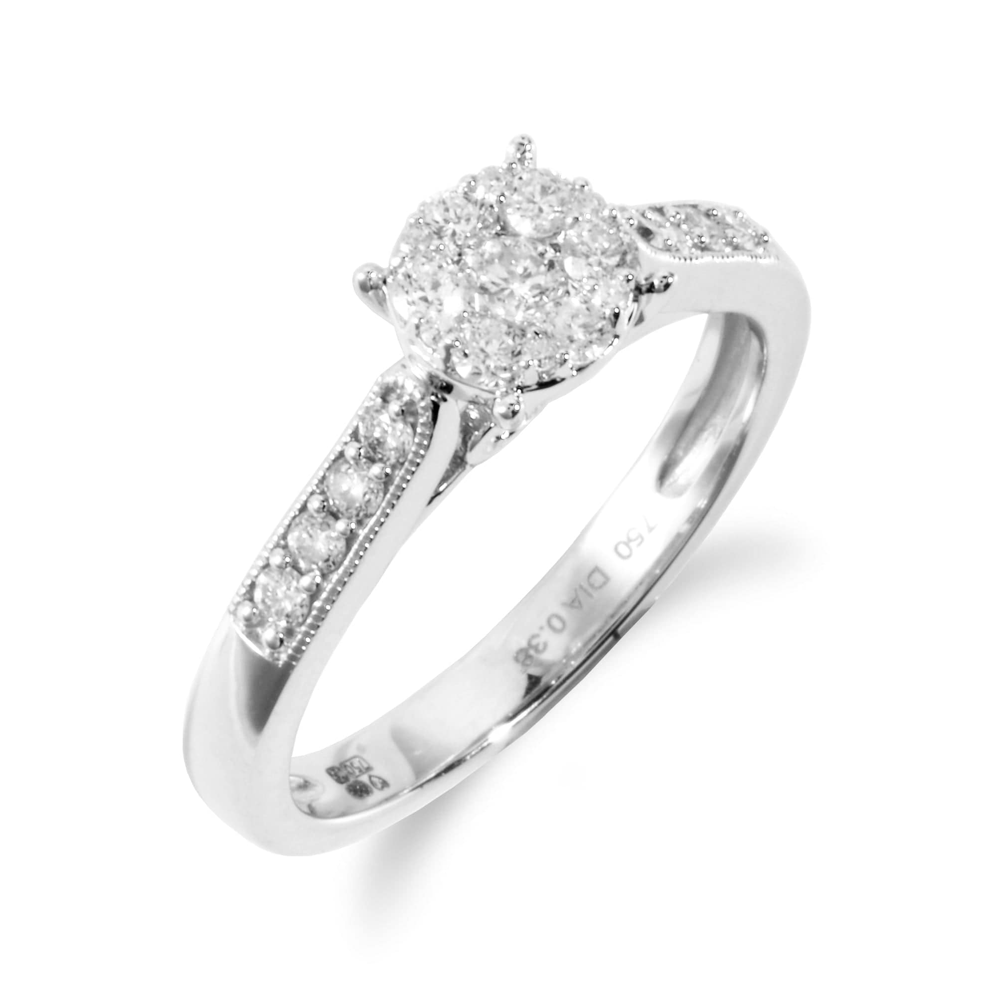 Classic Round Diamond Solitaire Ring in 18ct White Gold - Gemondo