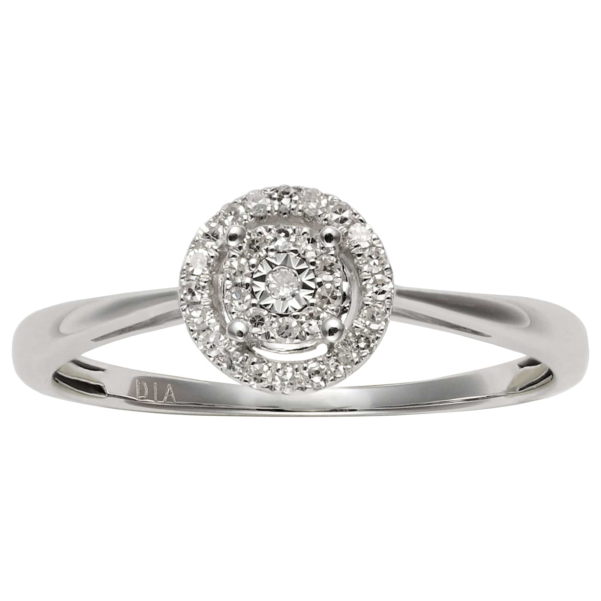 Classic Round Diamond Cluster Ring in 9ct White Gold - Gemondo