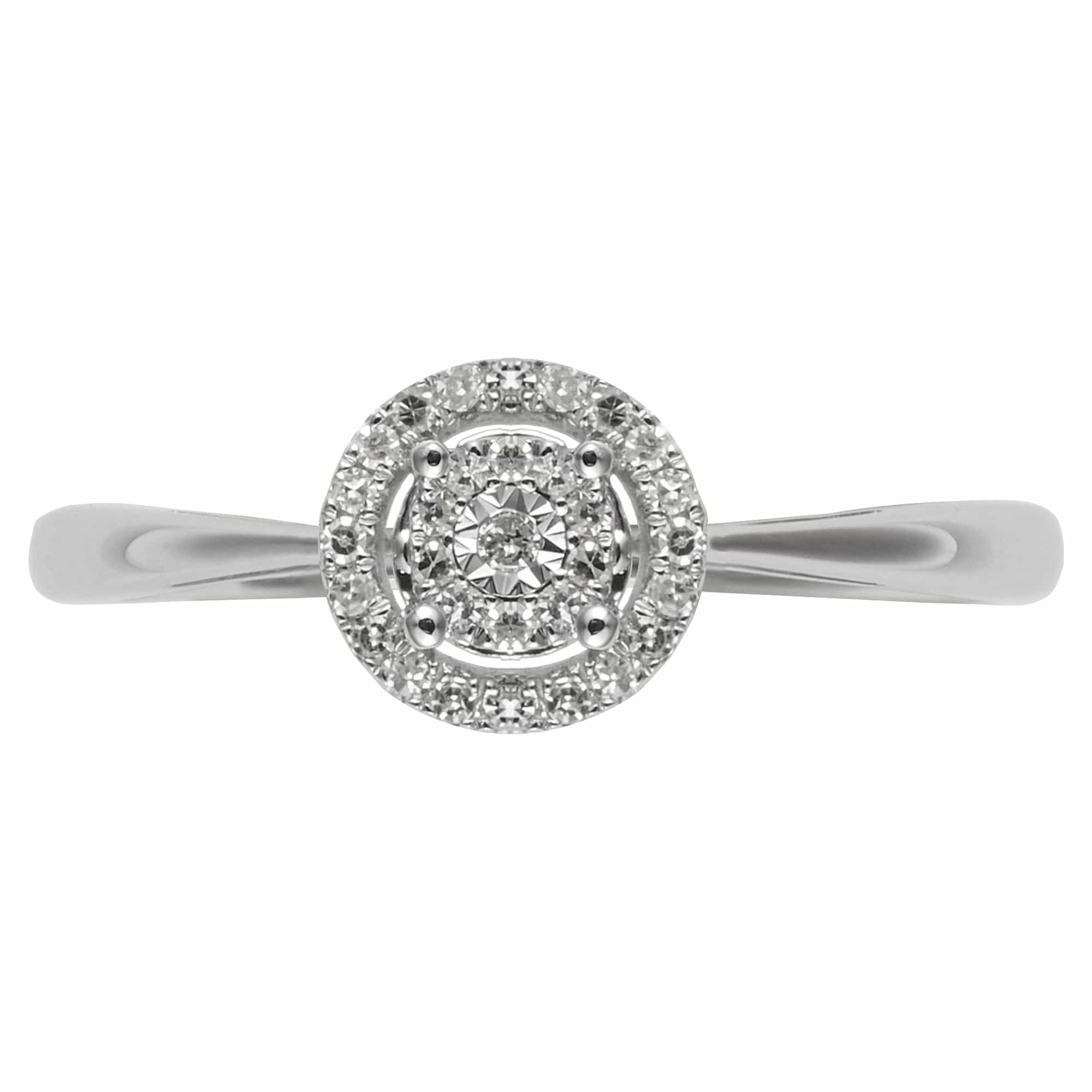 Classic Round Diamond Cluster Ring in 9ct White Gold - Gemondo